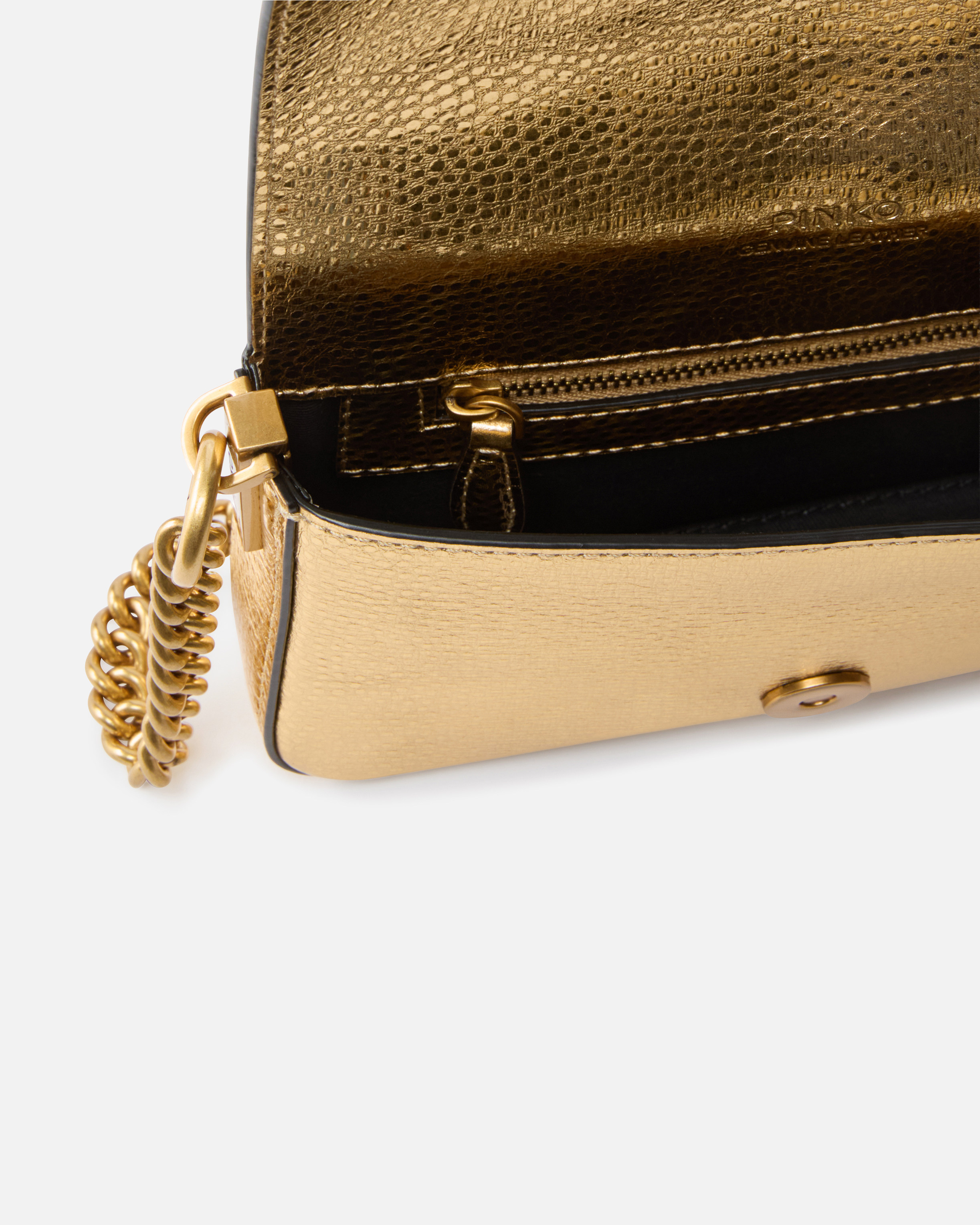 Pinko Baby Shoulder Bag In Tumbled Laminated Leather In Brown