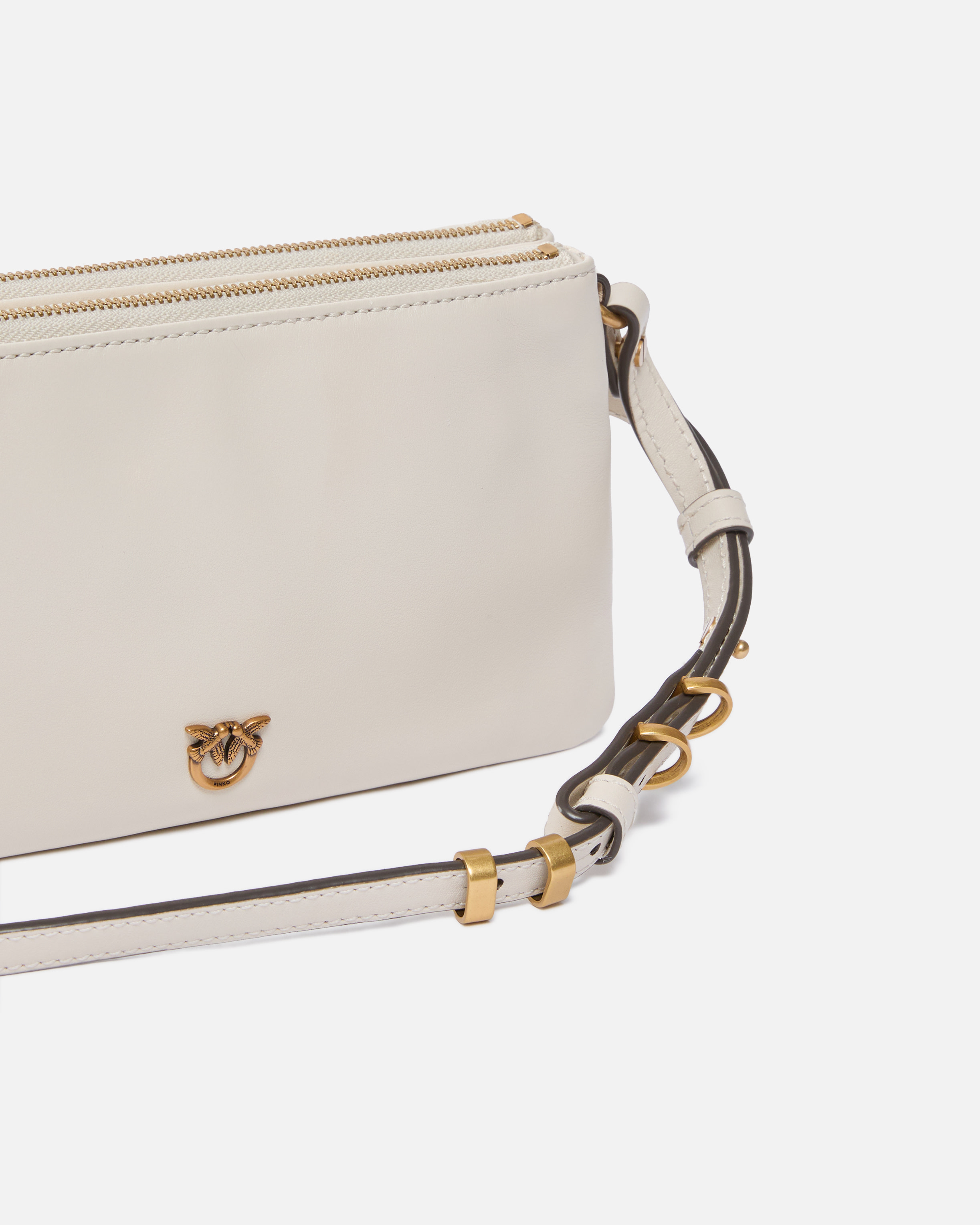 Pinko Small Leather Shoulder Bag With Love Birds Logo In Multi