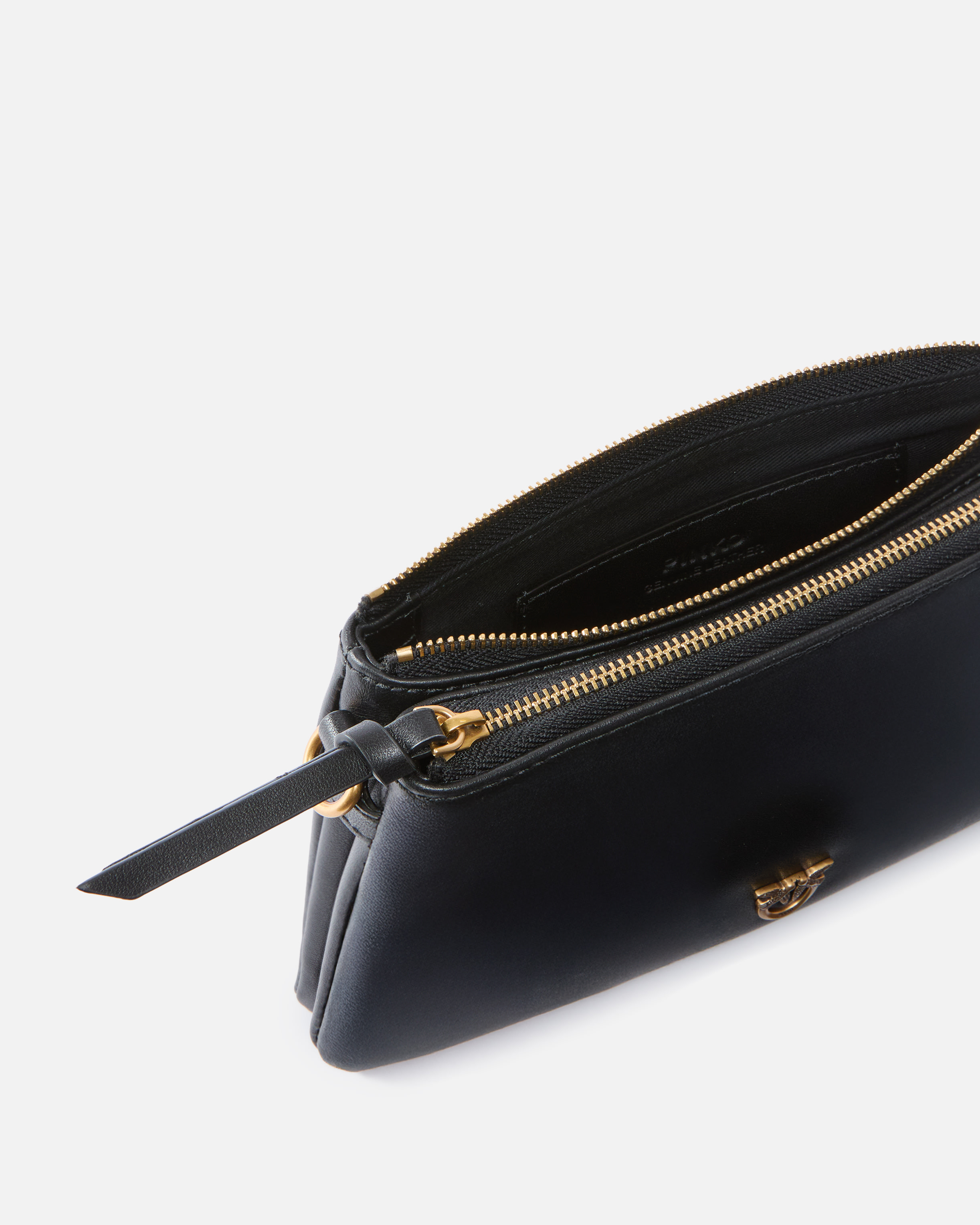 Pinko Sleek Black Bag With Gold Chain Strap And Minimalist Design In Multi