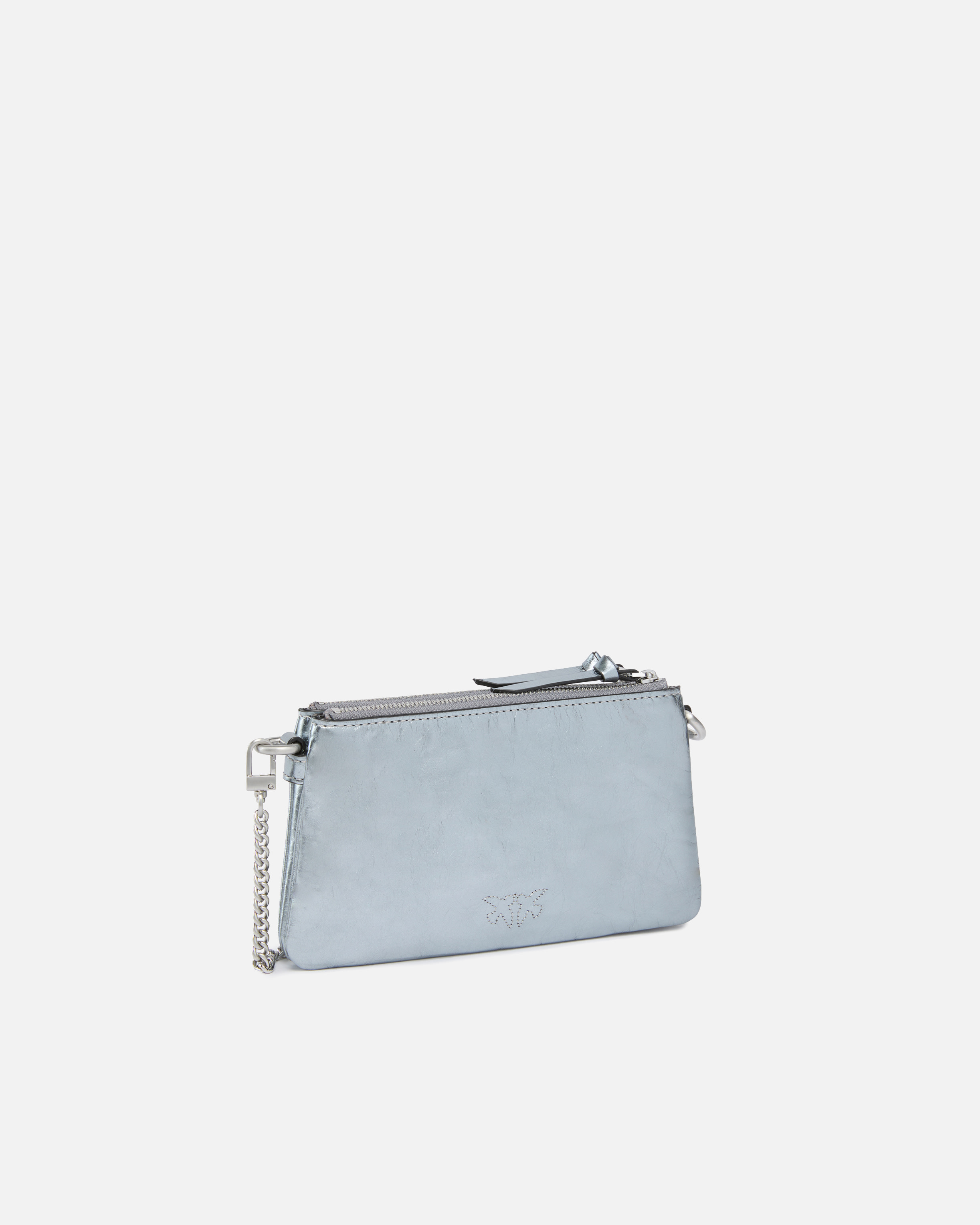 Pinko Mini Double Bag In Laminated Leather
