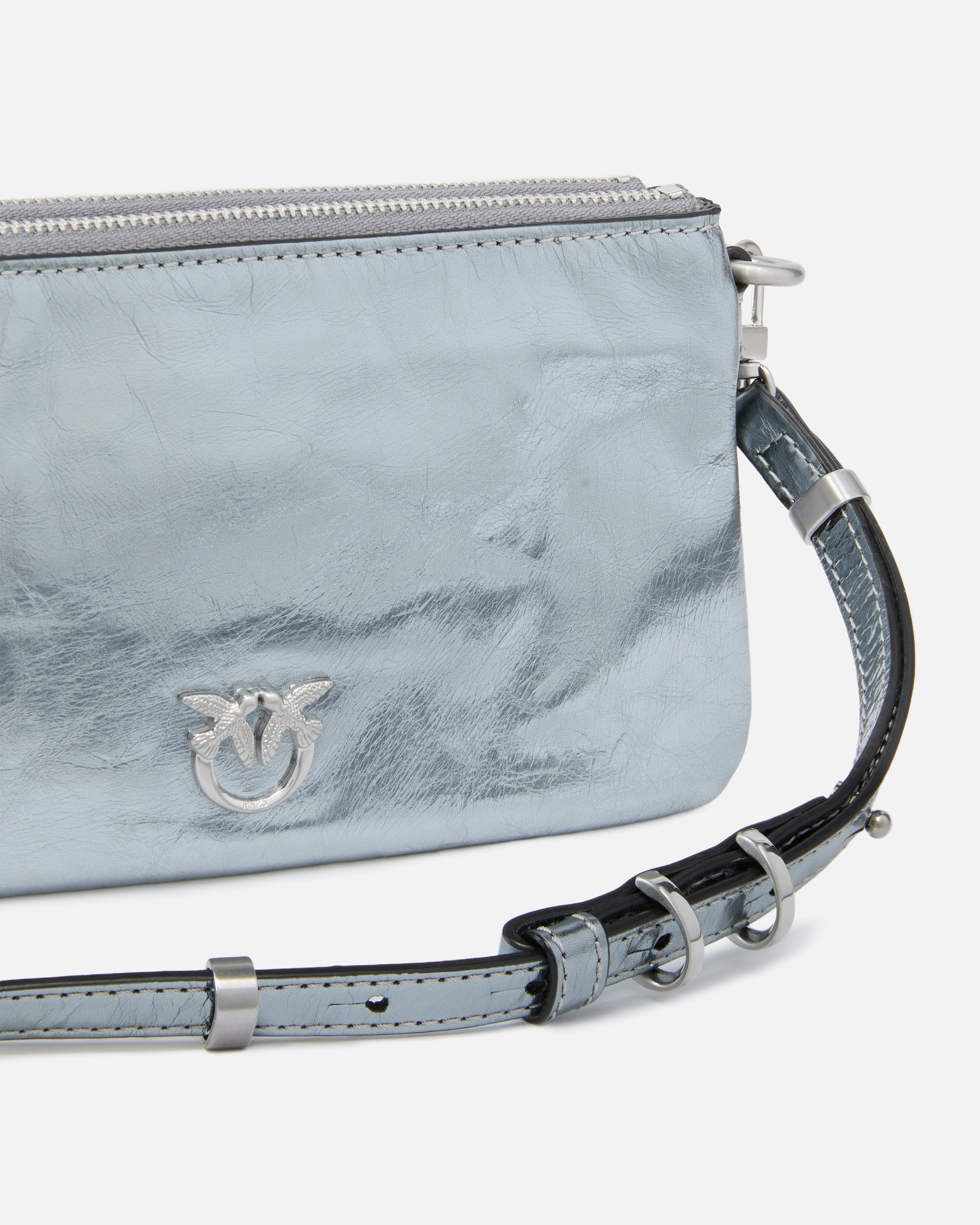 Pinko Mini Double Bag In Laminated Leather