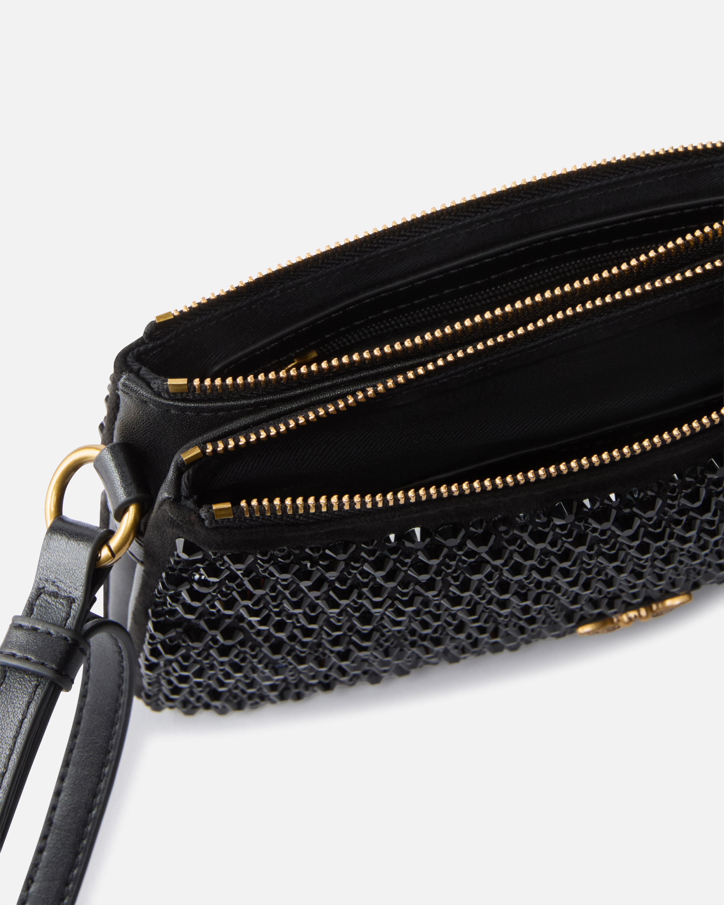 Pinko Mini Double Bag Fully Rhinestoned Shoulder Bag
