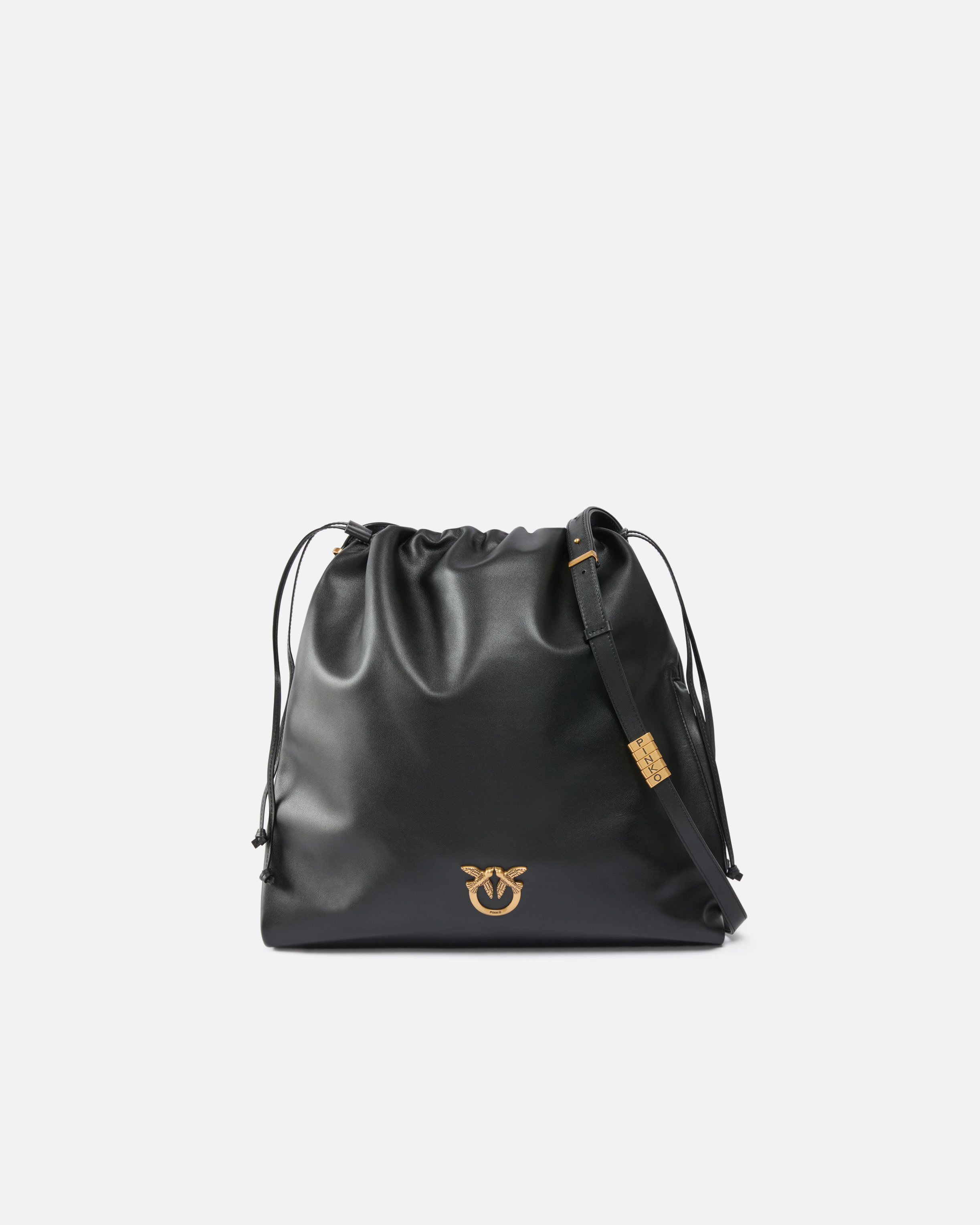 Sac porté épaule Mini Slouchy Bag en cuir avec logo Love Birds - Noir - large | Pinko 