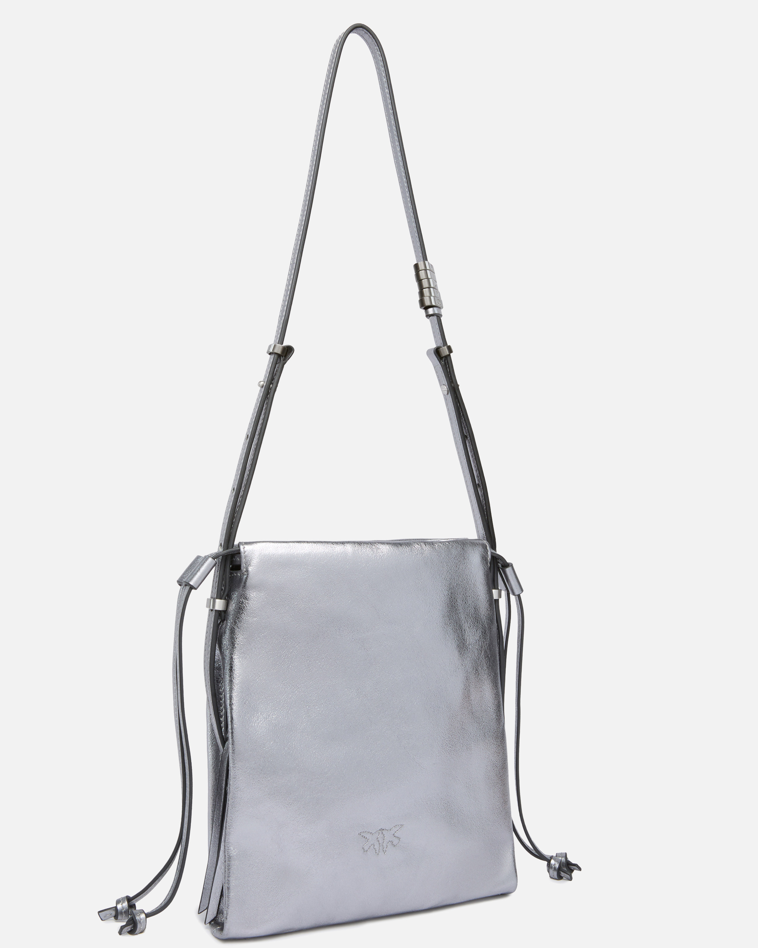 Pinko Metallic-leather Drawstring Shoulder Bag