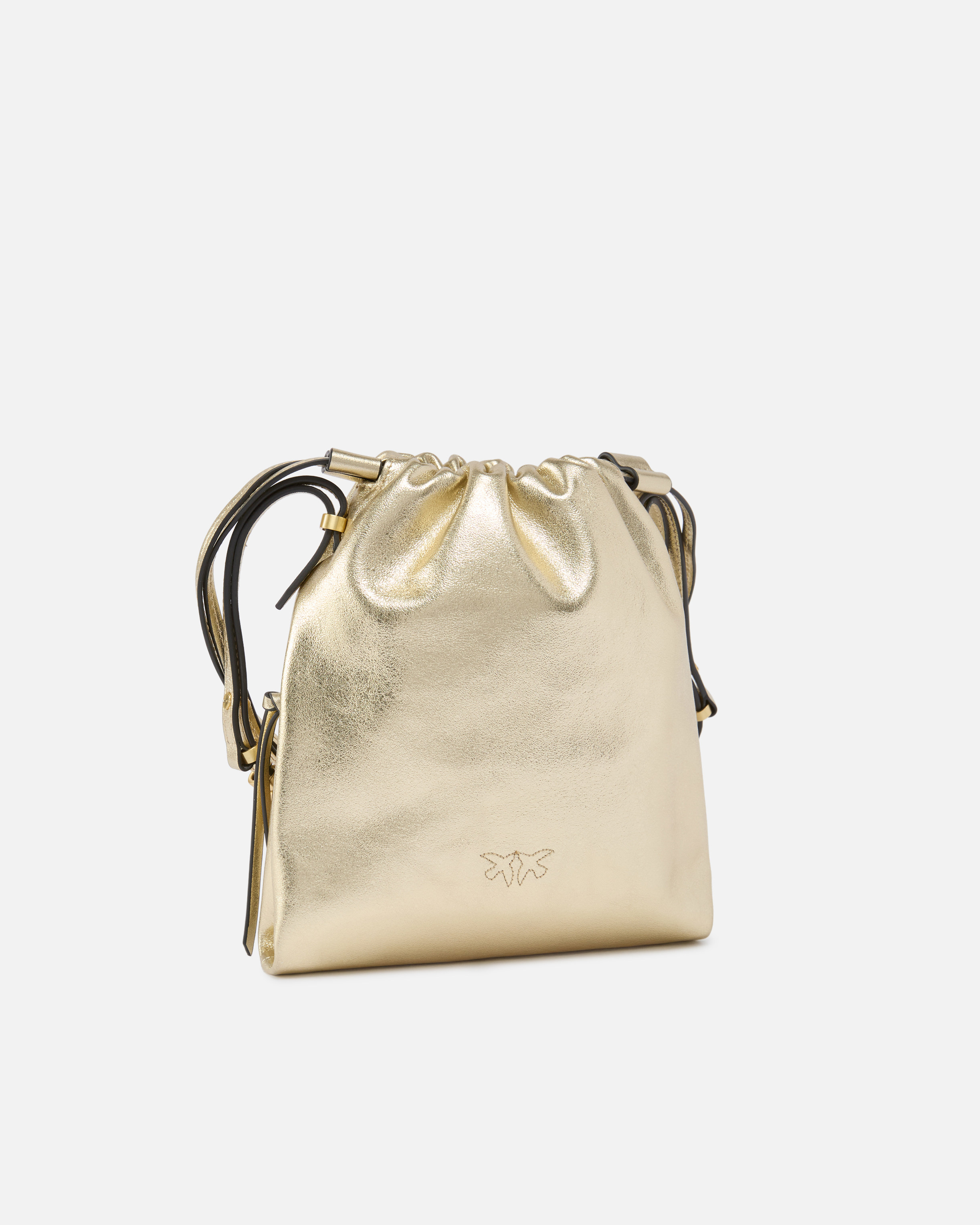 Sac porté épaule Mini Slouchy Bag en daim lamé avec logo Love Birds 1