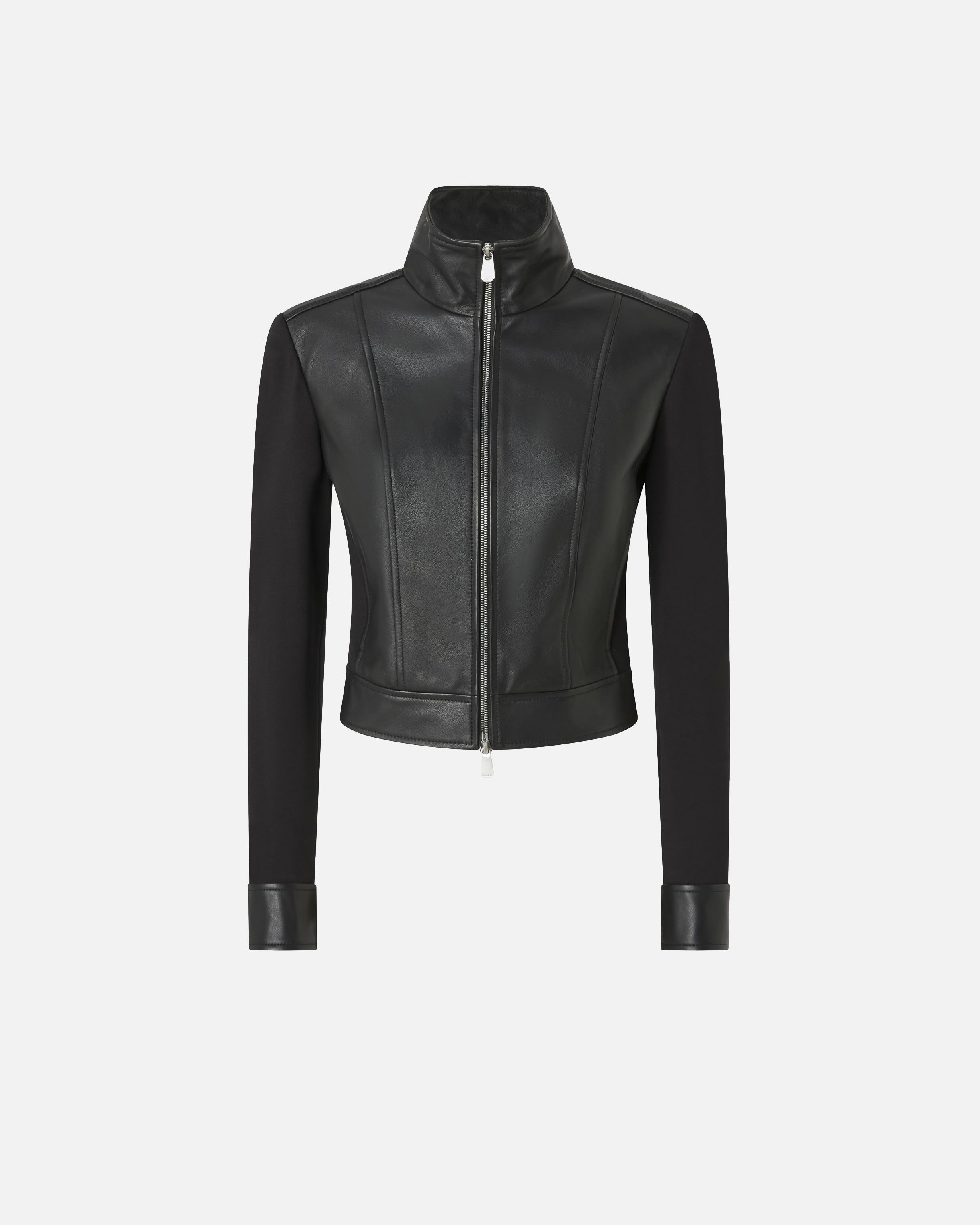 Pinko Long-sleeved Motorcycle Jacket In Black