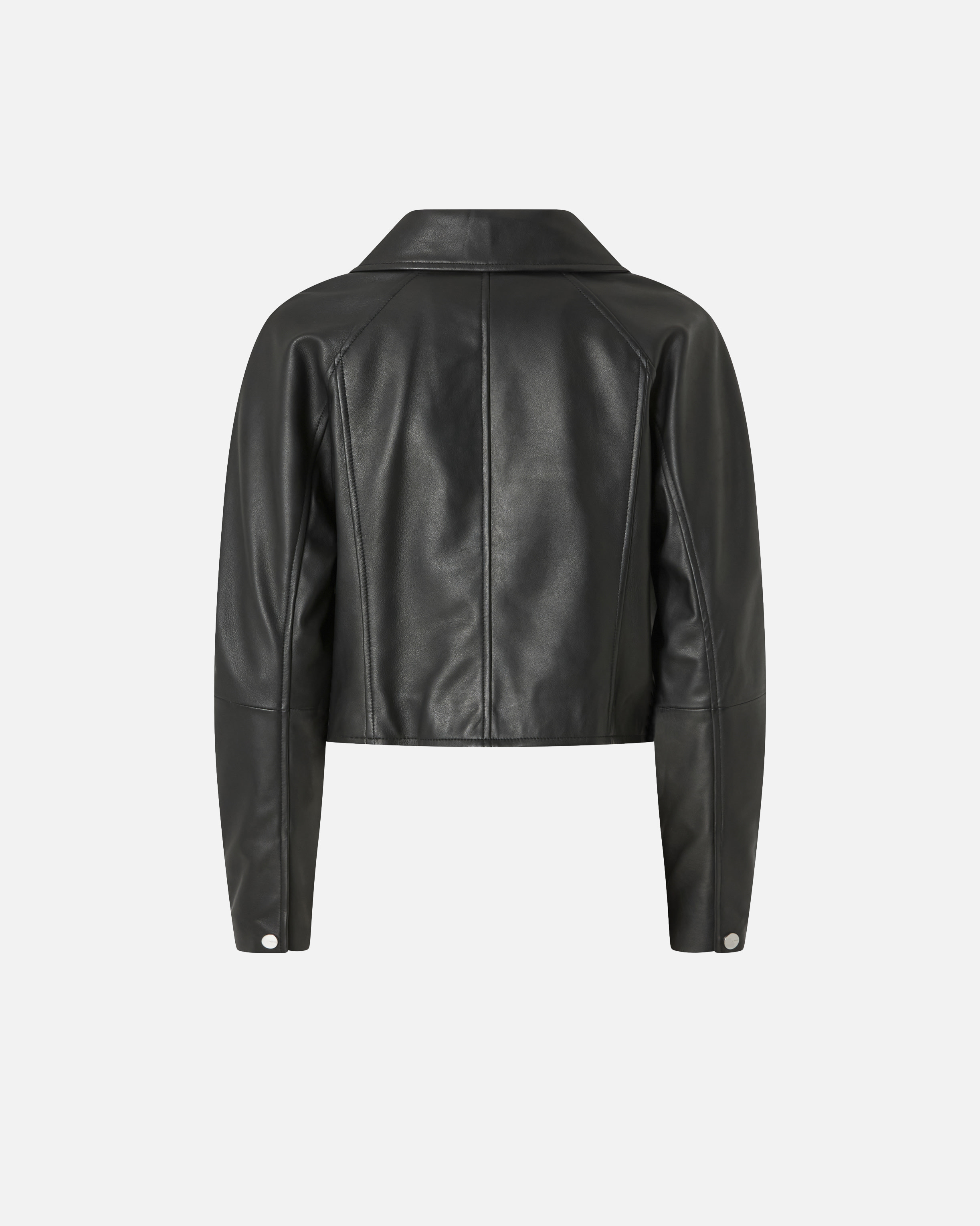 Blouson de motard cropped en cuir nappa 5
