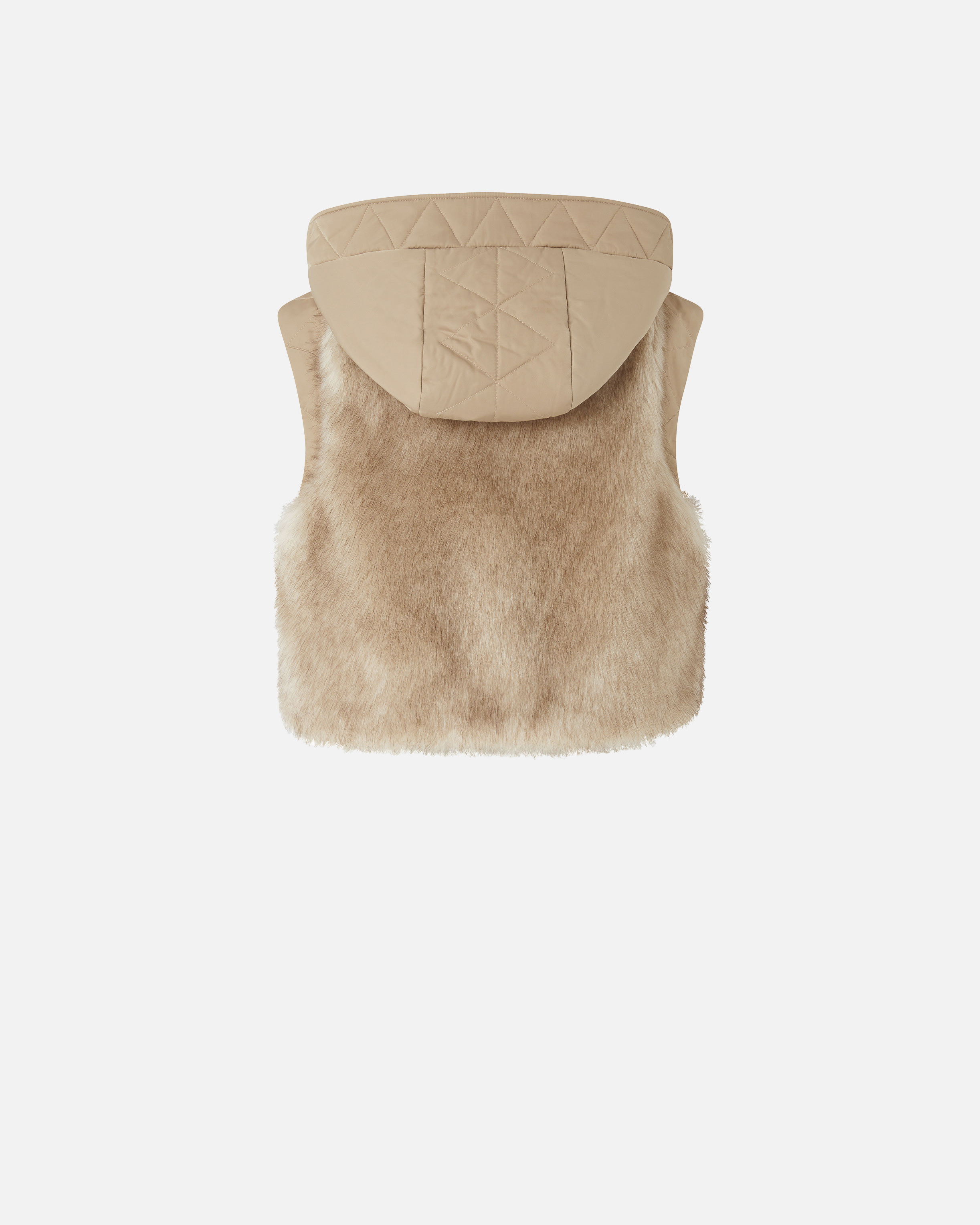 Pinko Padded Faux Fur Gilet With Hood In Neutral