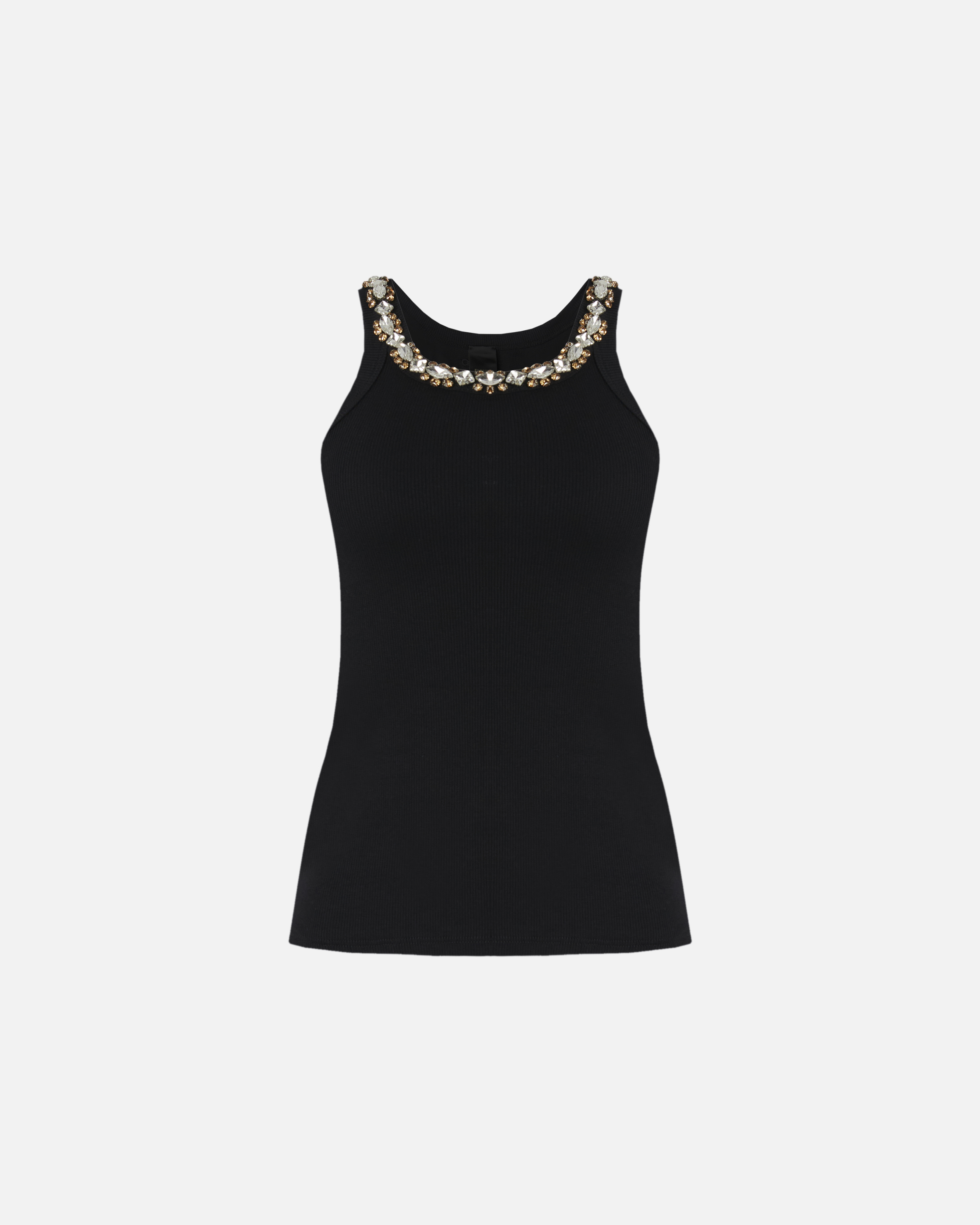 Pinko Vest Top With Shiny Embroidery In Limo Black