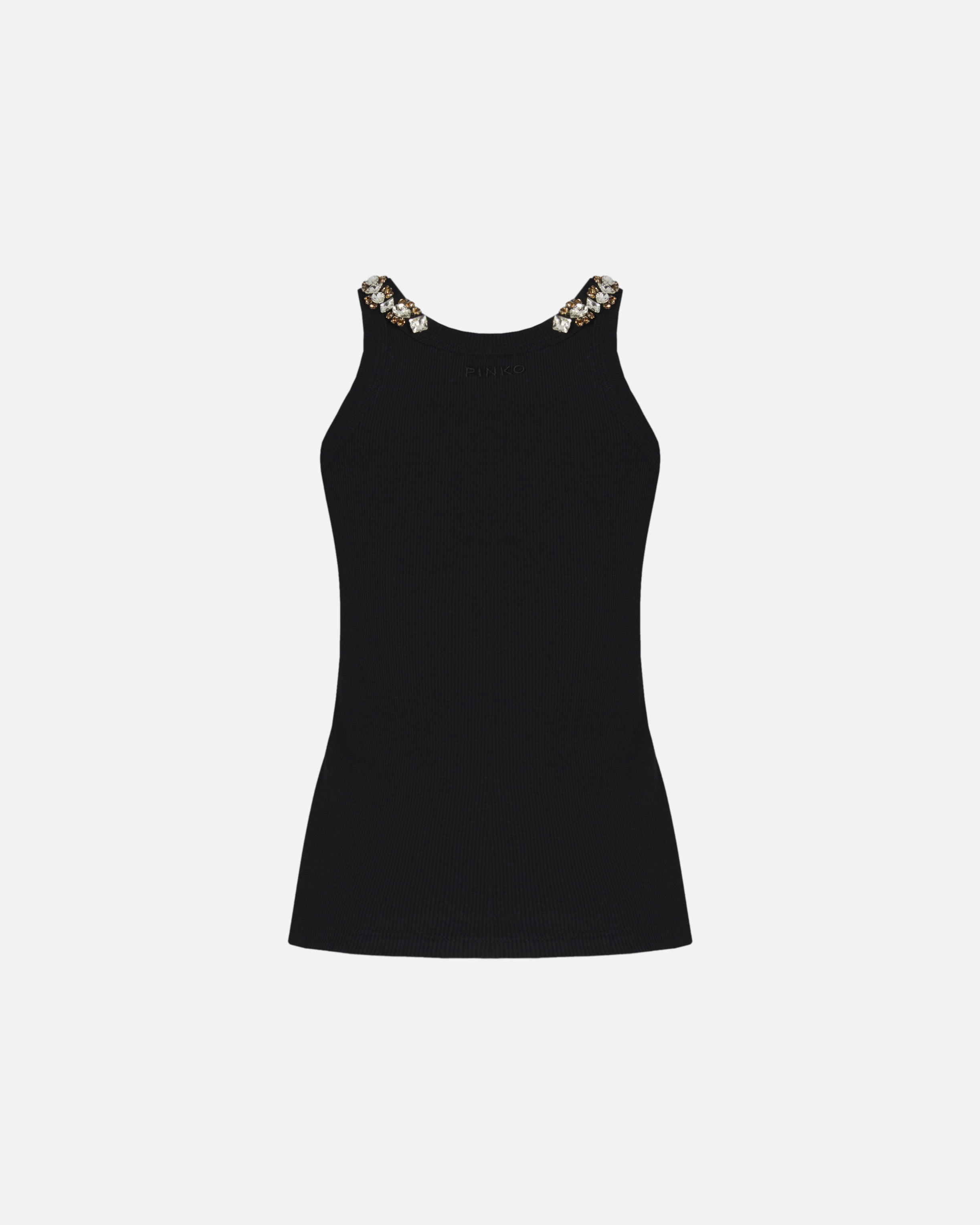 Pinko Vest Top With Shiny Embroidery In Limo Black