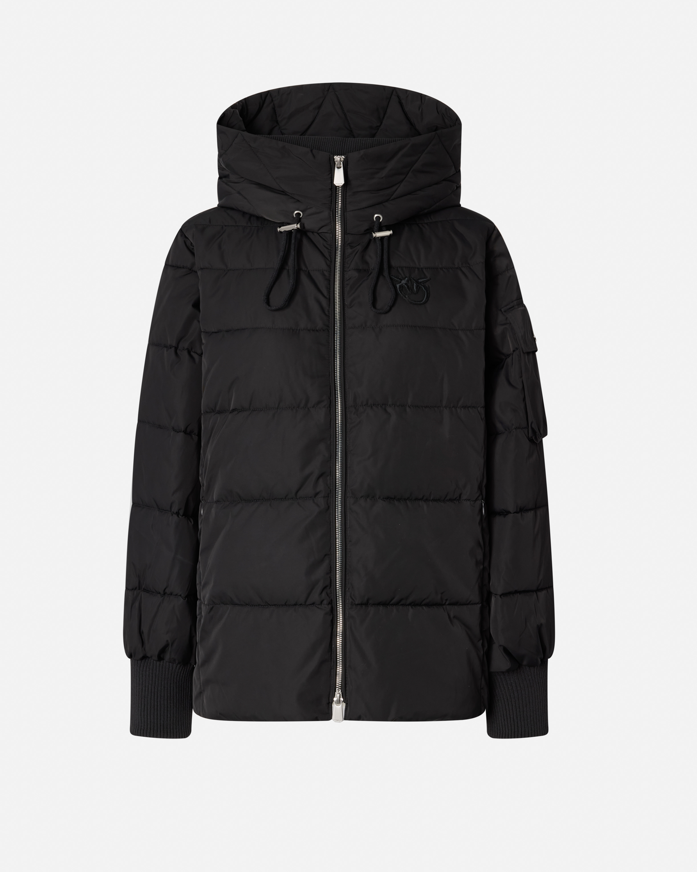 Pinko Technical Canvas Jacket With Hood In Black