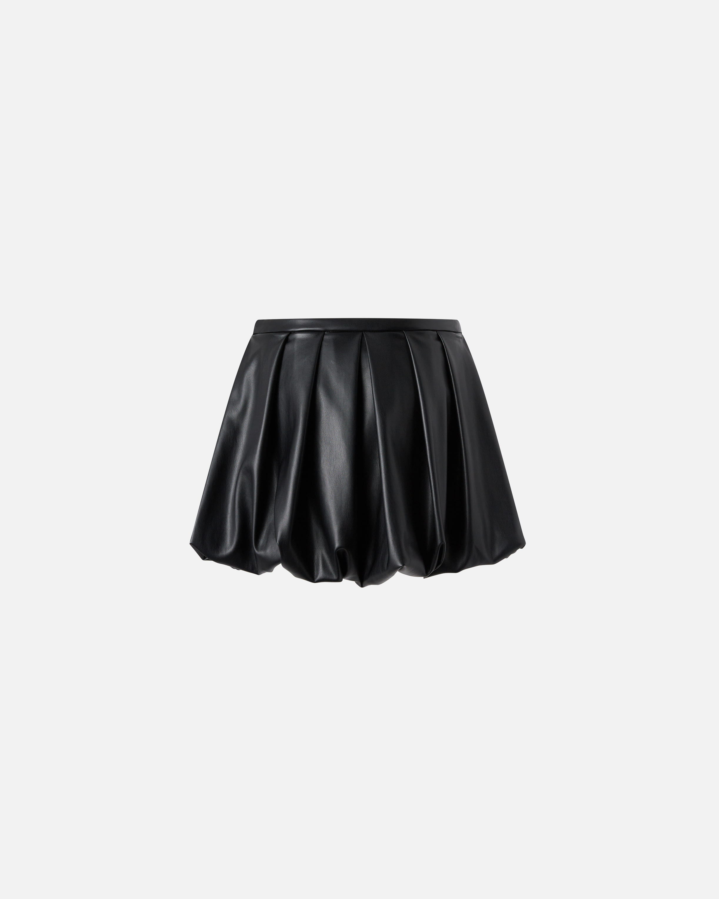 Pinko Mini-jupe Plissée En Similicuir In Limo Black
