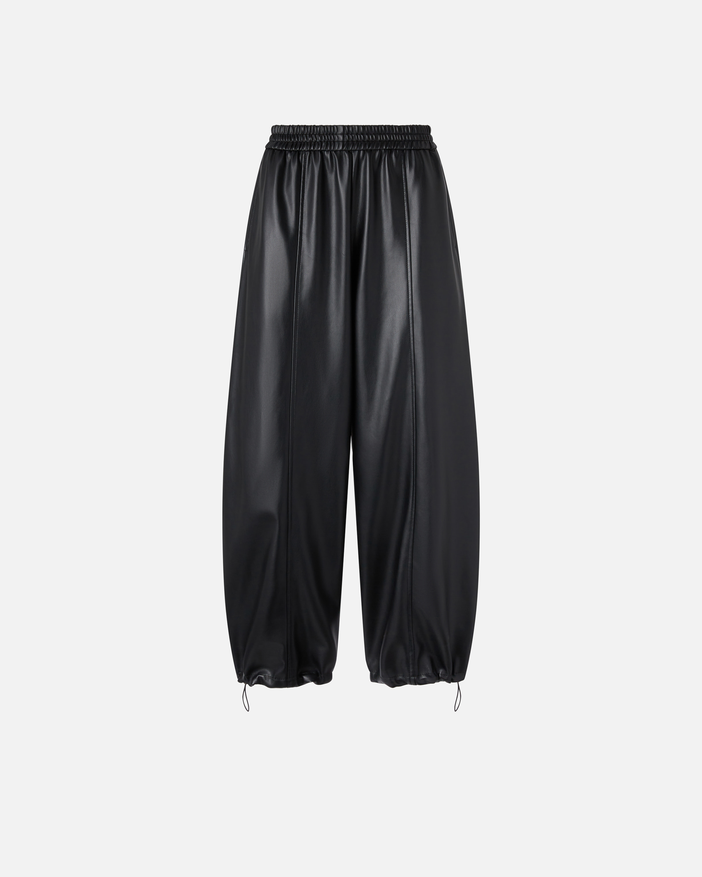 Pinko Faux Leather Balloon Trousers In Limo Black