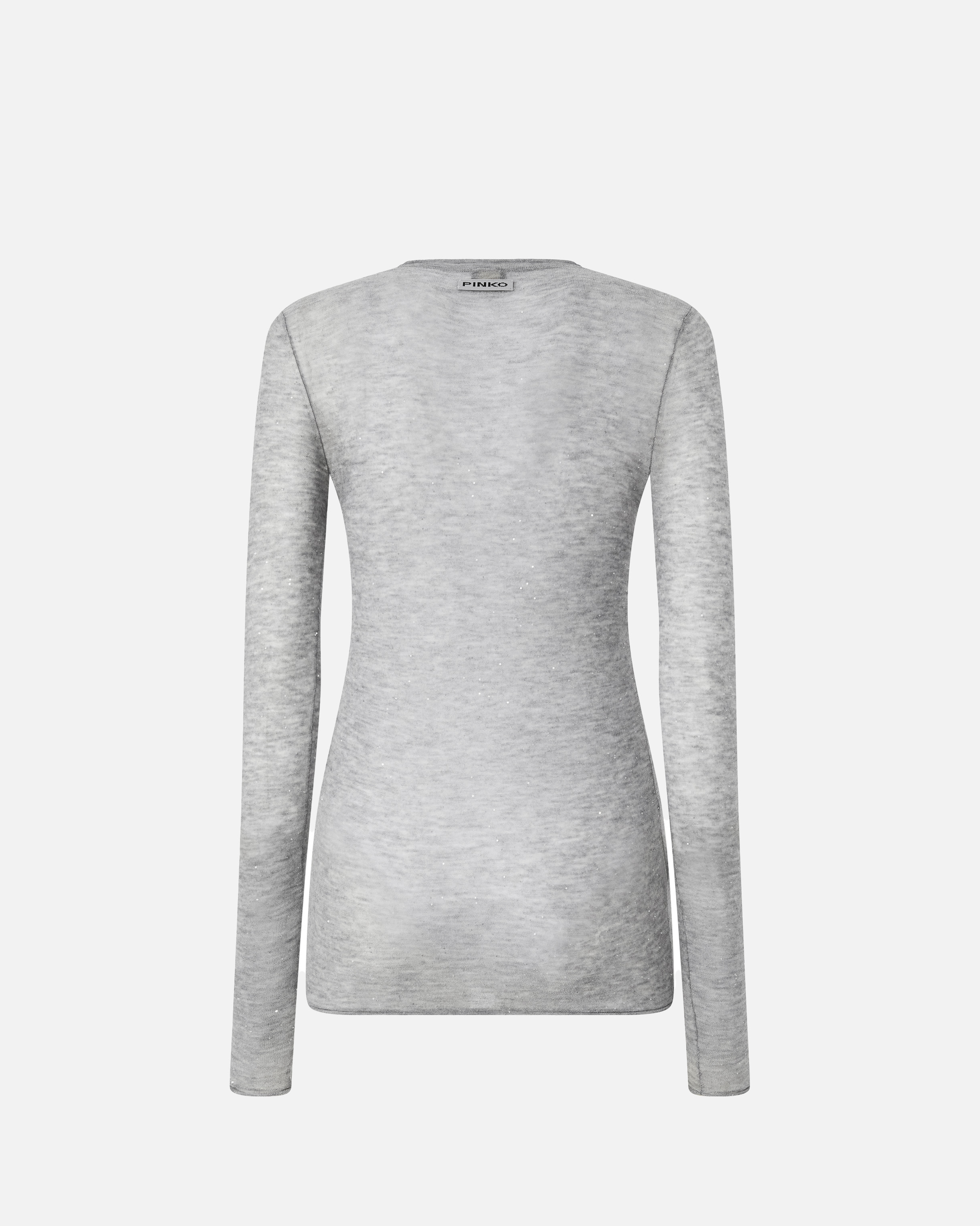 Pinko Crew-neck Sweater With Sequins In Gray