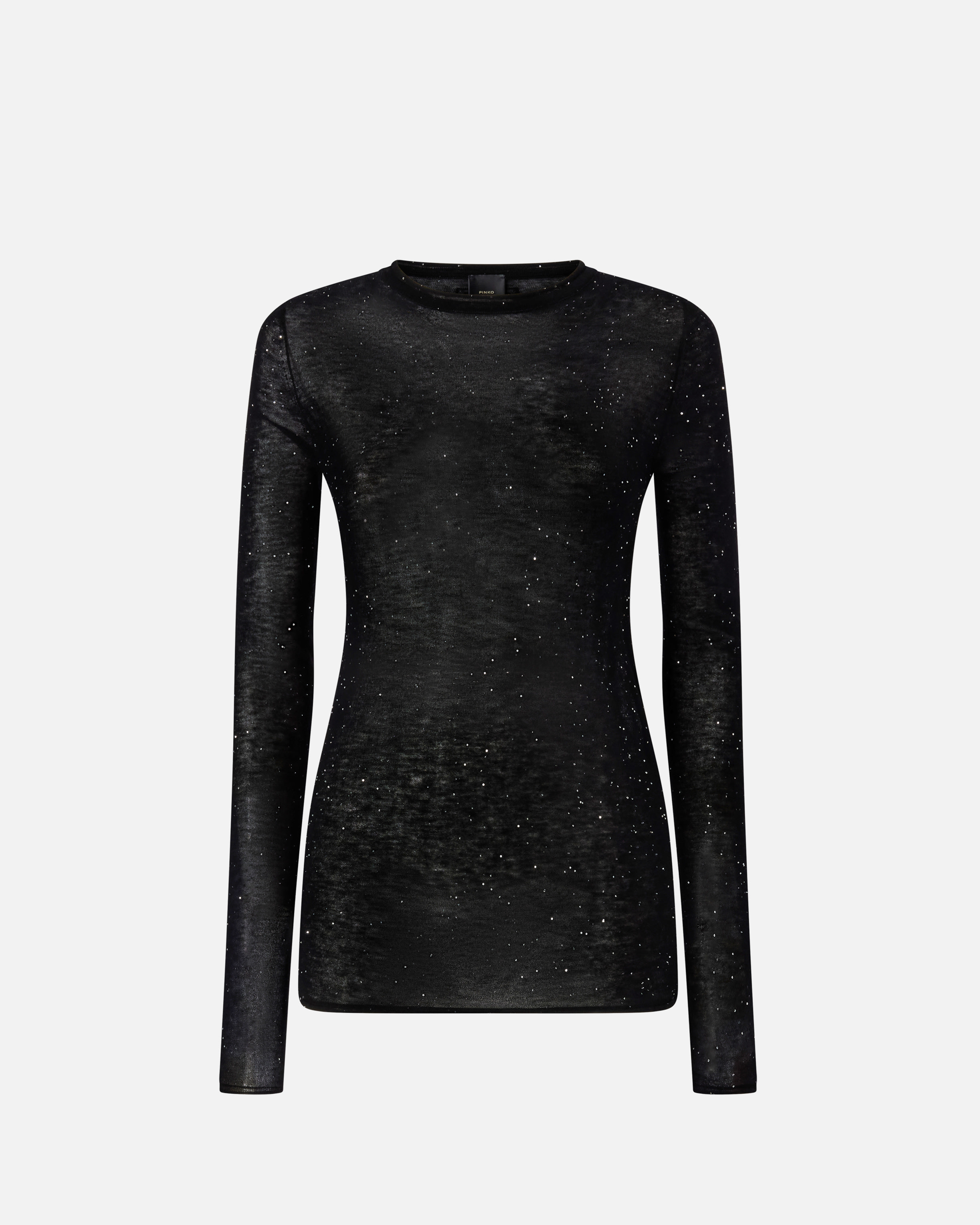 Pinko Crew-neck Sweater With Sequins In Black