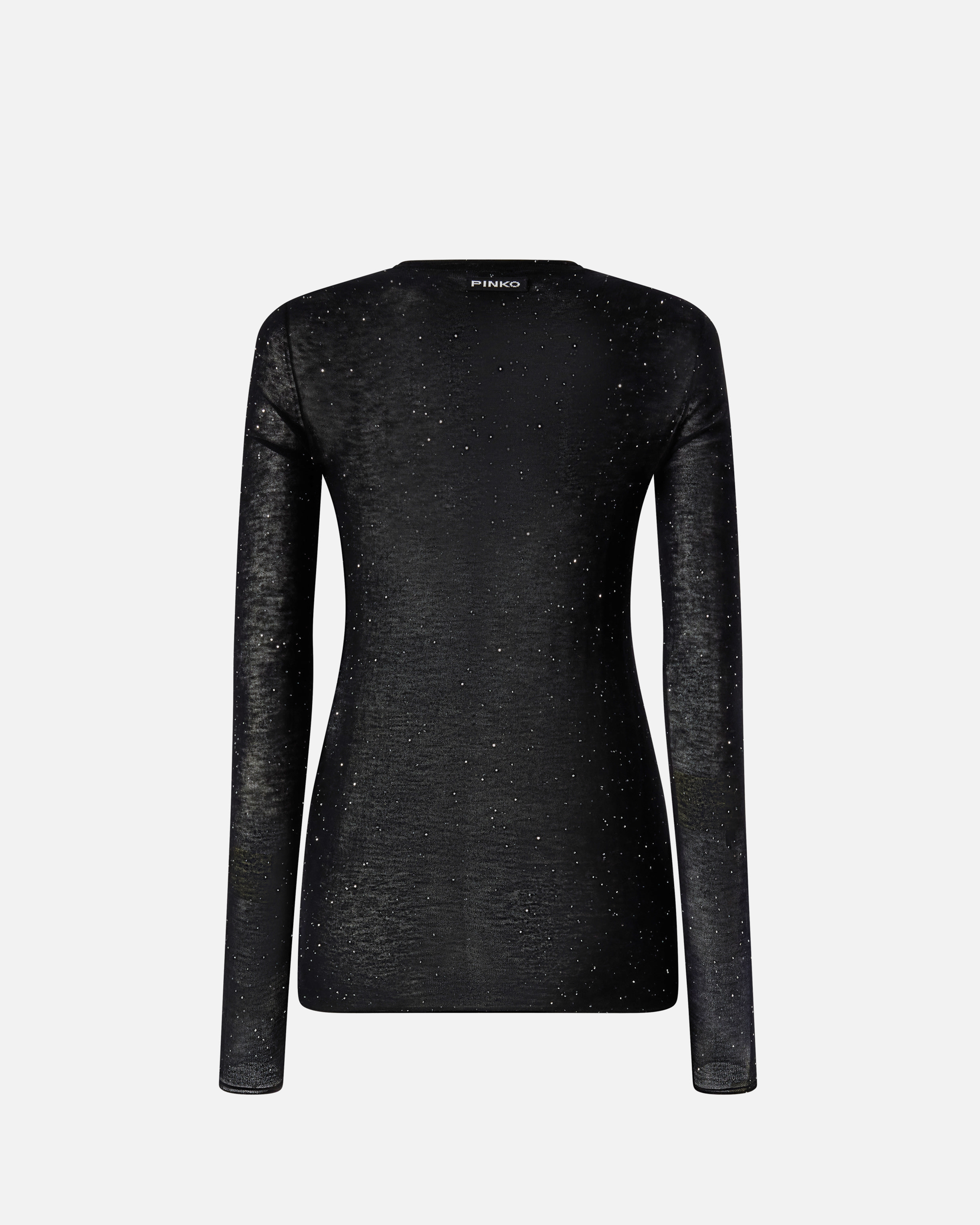 Pinko Crew-neck Sweater With Sequins In Black