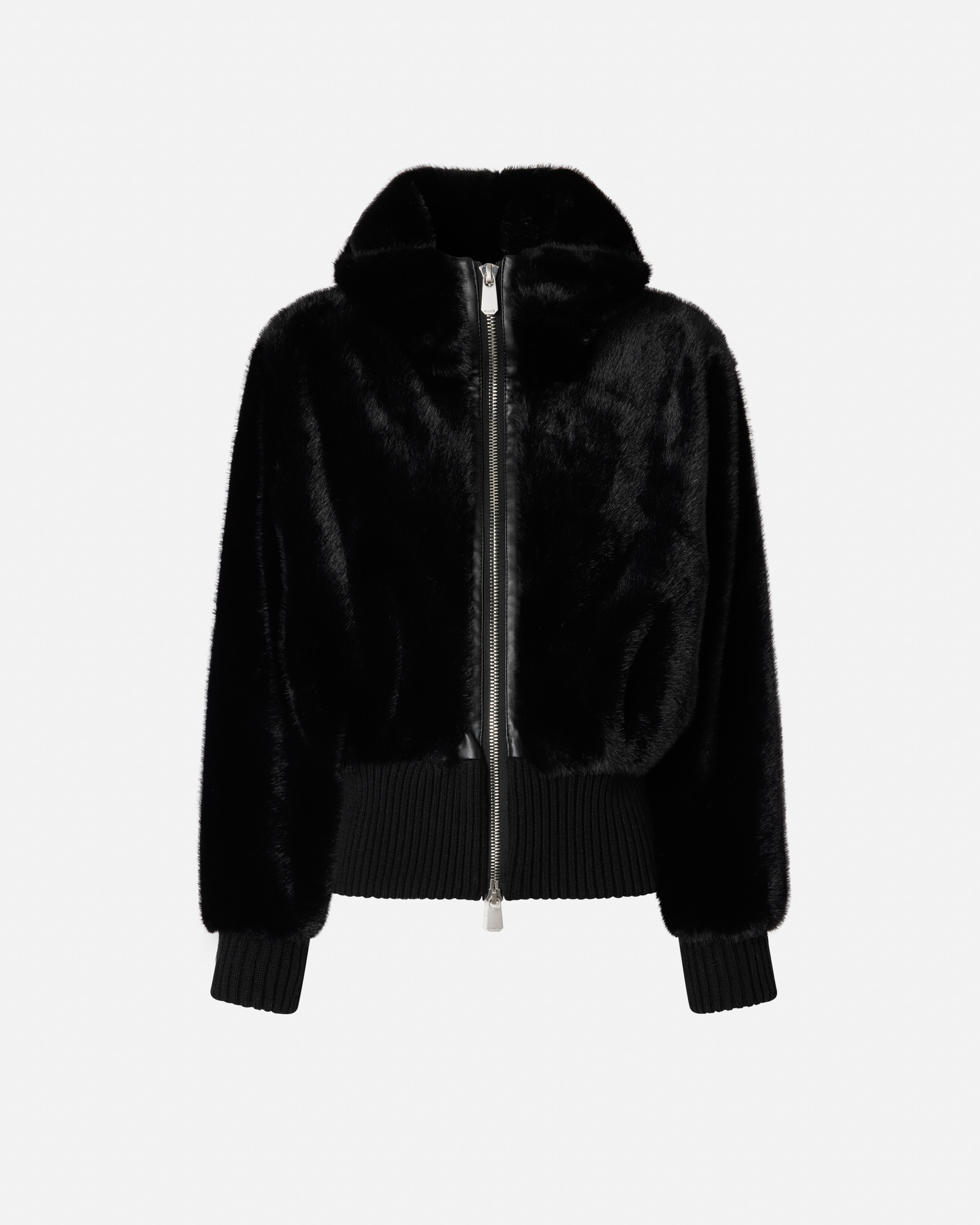 Pinko Ribbed Zip-front Jacket In Black