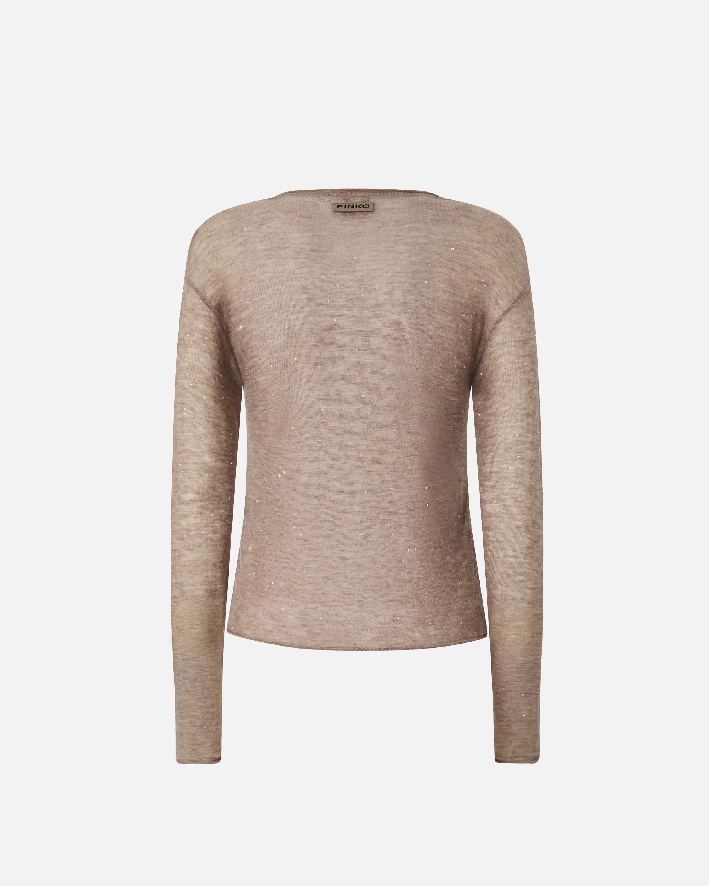 Pinko Salomone Wool Sweater With Micro Sequins In Brown
