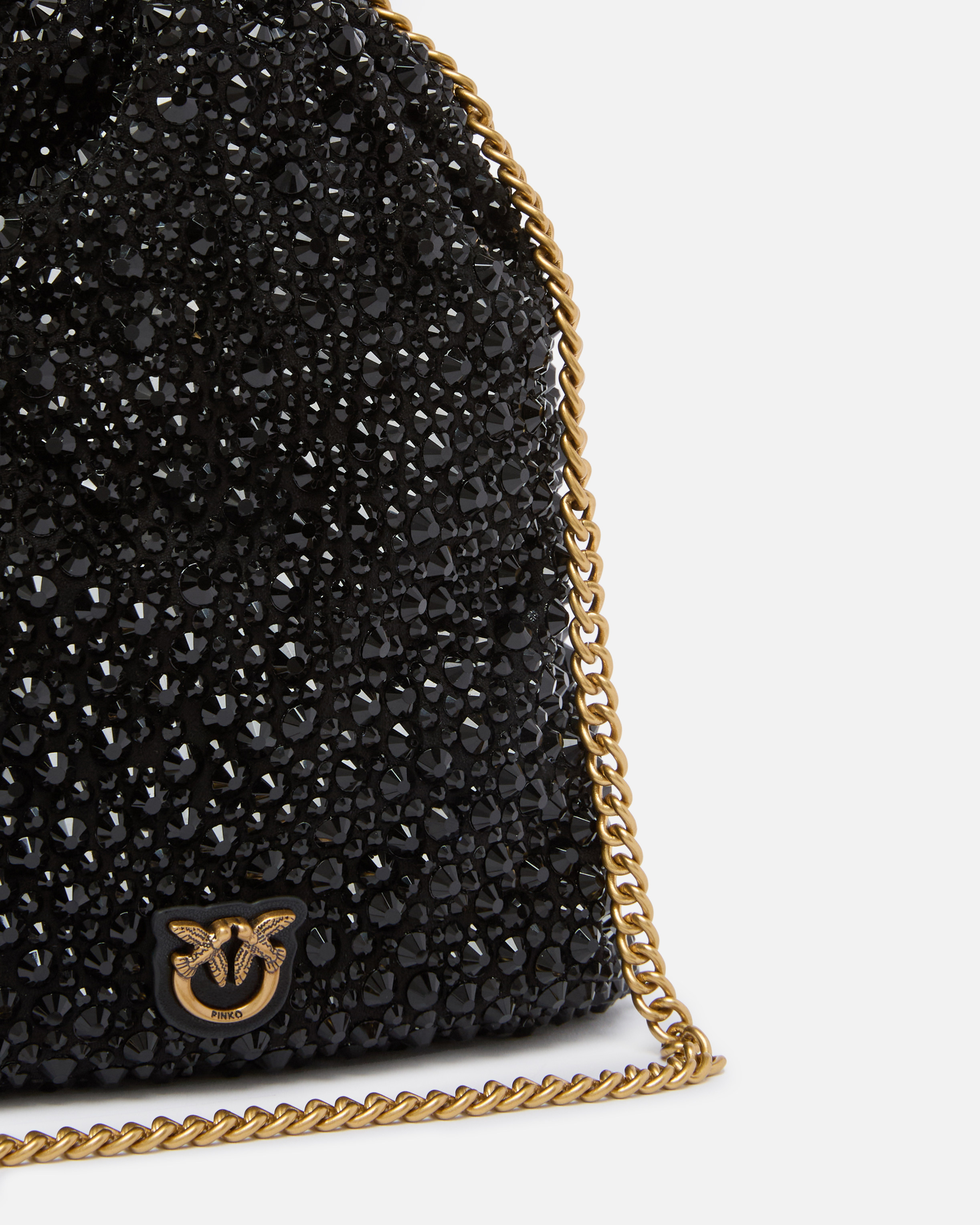 Pinko Baby Slouchy Bag Fully Rhinestoned Shoulder Pouch In Multi