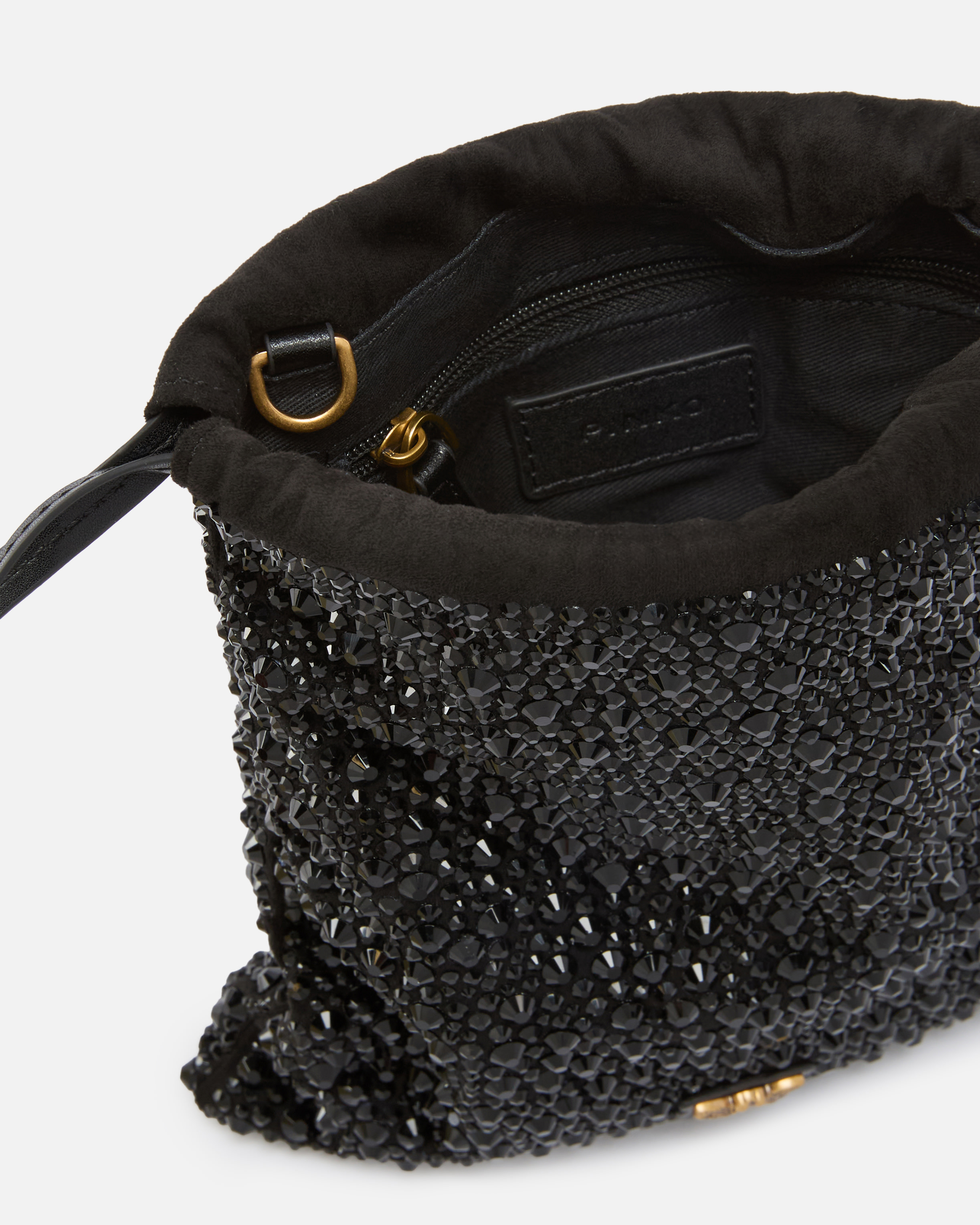 Pinko Baby Slouchy Bag Fully Rhinestoned Shoulder Pouch In Multi