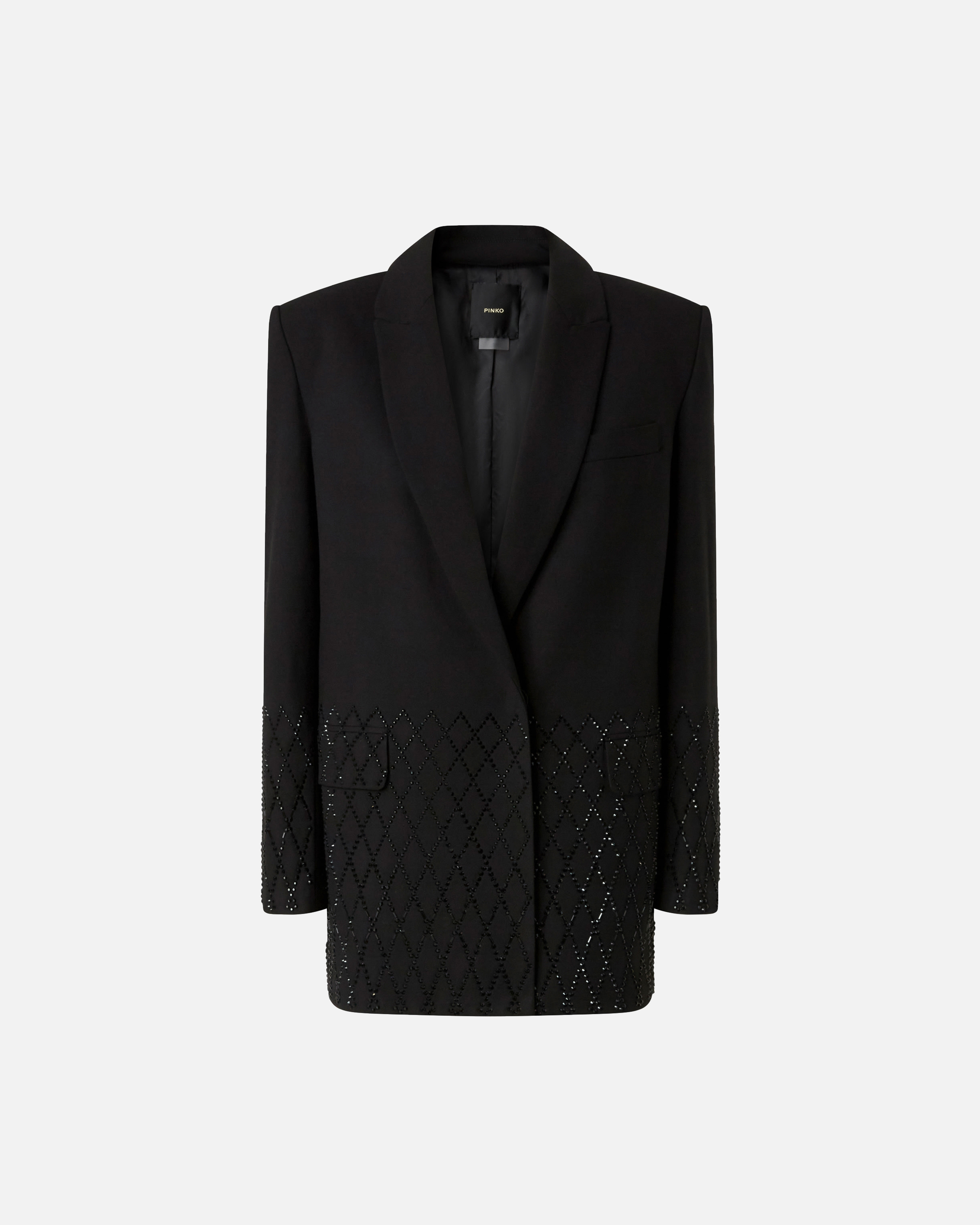 Pinko Oversized Blazer With Rhinestones In Black