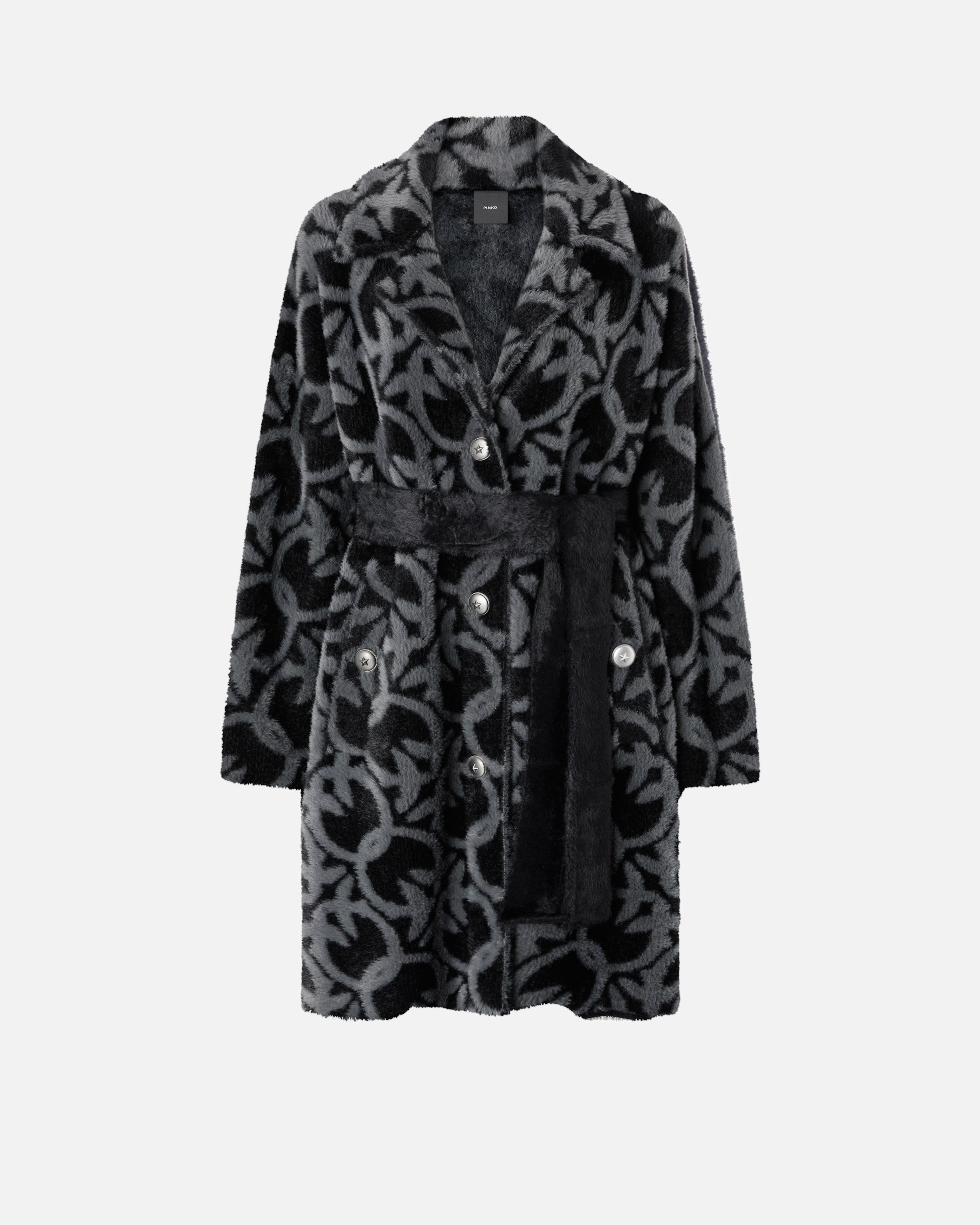 Abrigo Efecto Terciopelo Con Jacquard De Logo - Negro, Gris, Multicolor - large