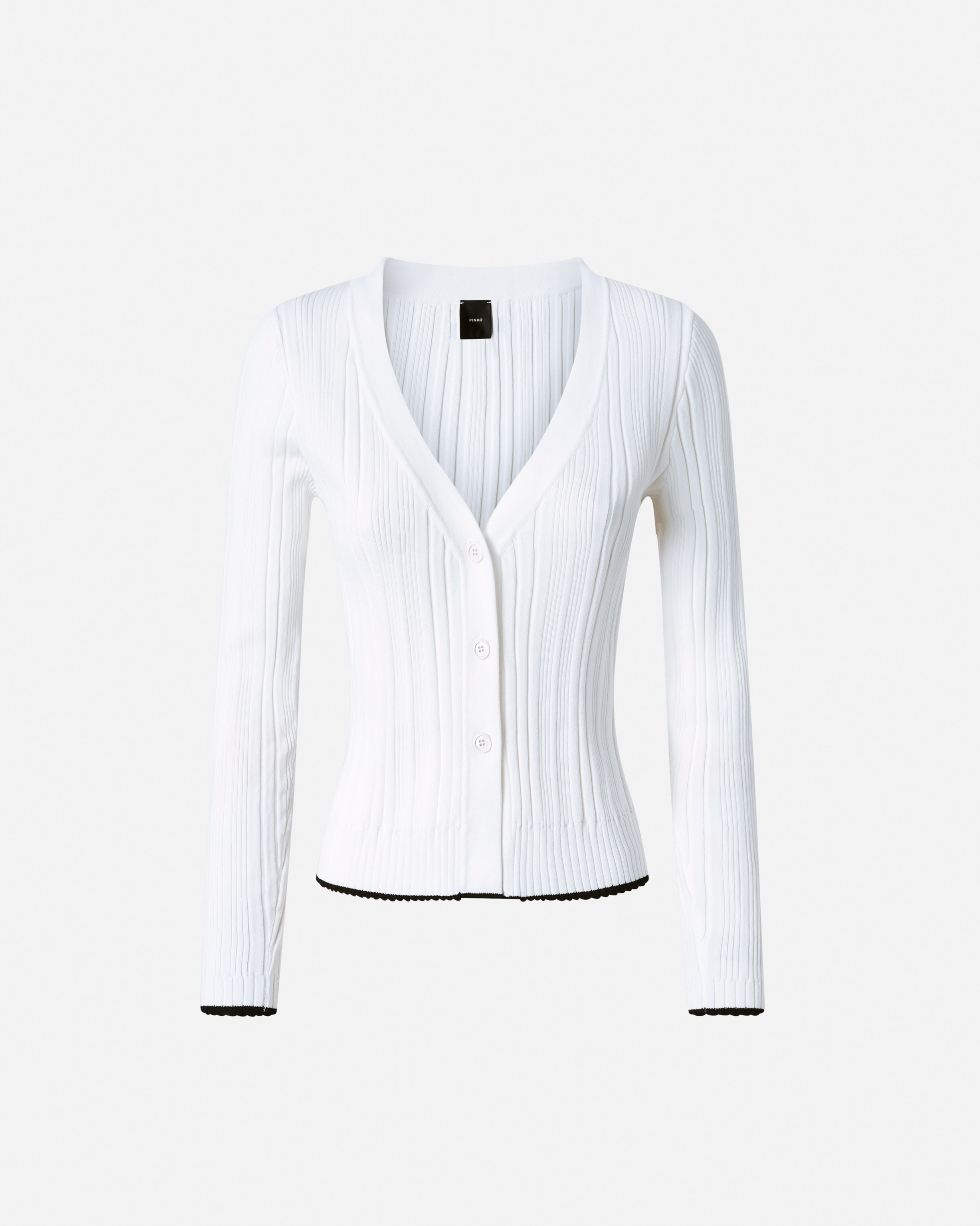 Strickjacke in Rippstrick mit V-Ausschnitt - Weiß - large | Pinko 