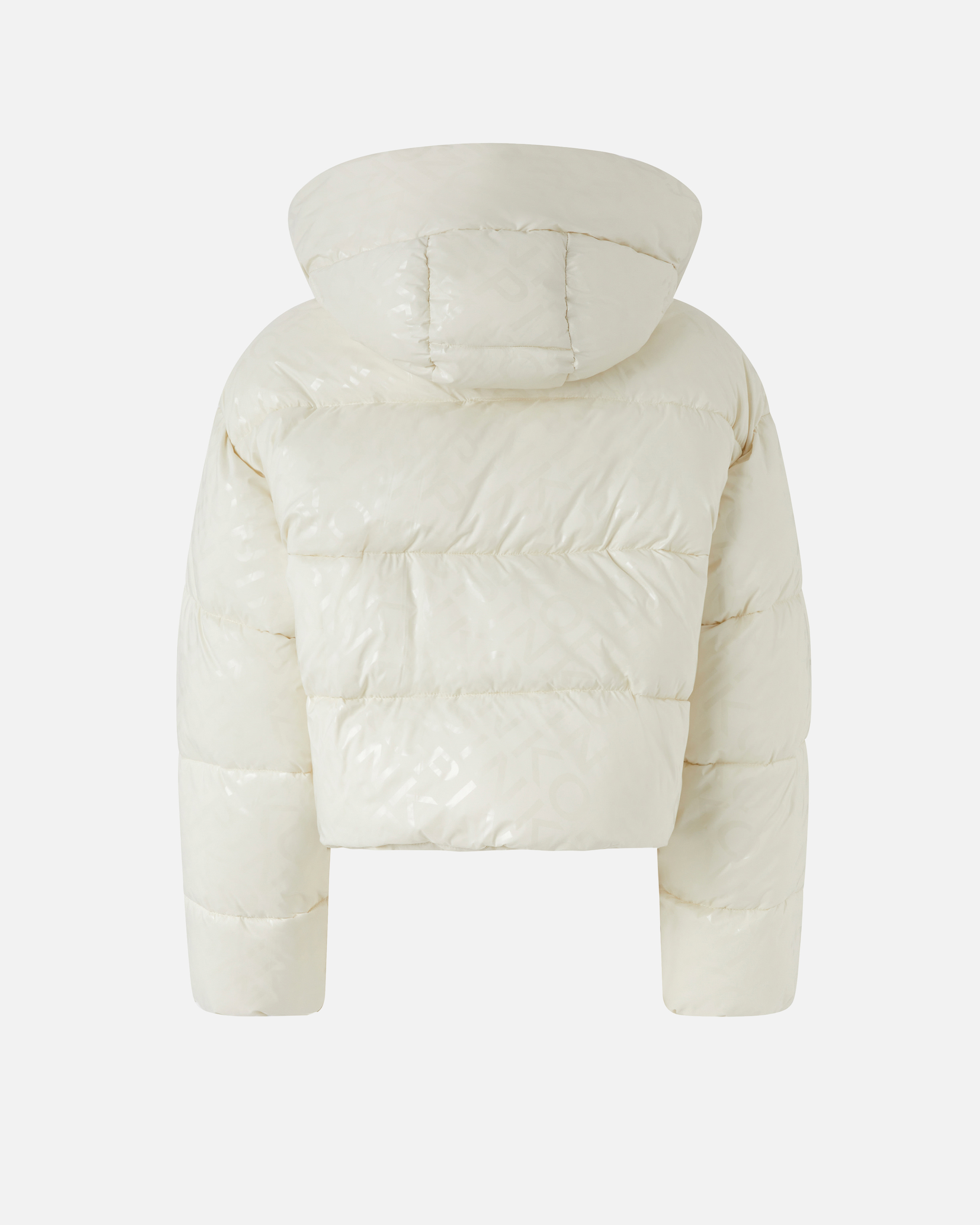 Pinko Short Down Jacket In Logo-print Technical Canvas In White
