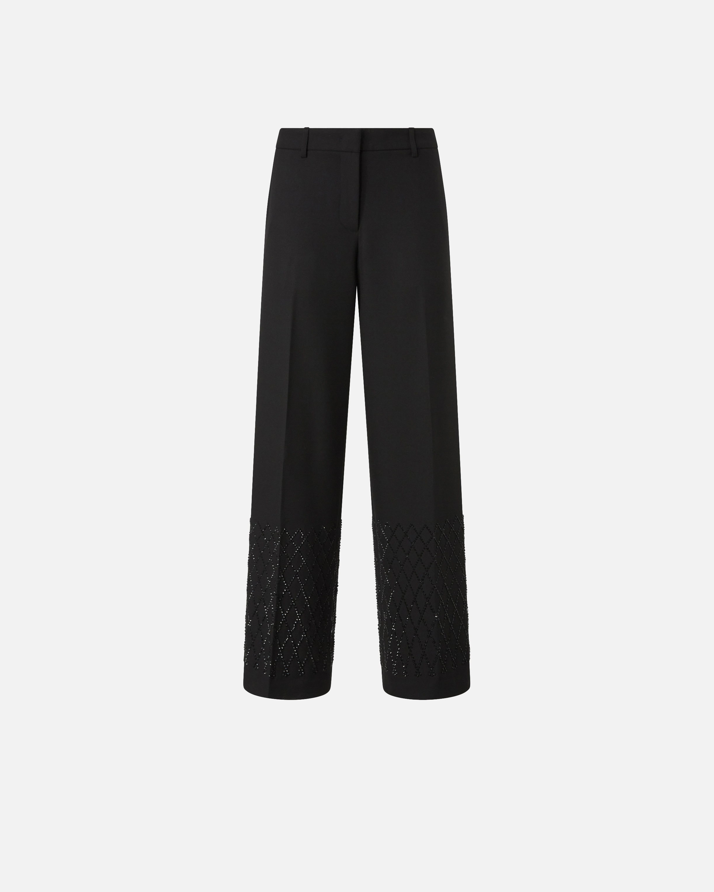 Pinko Wide-leg Trousers With Rhinestones In Black