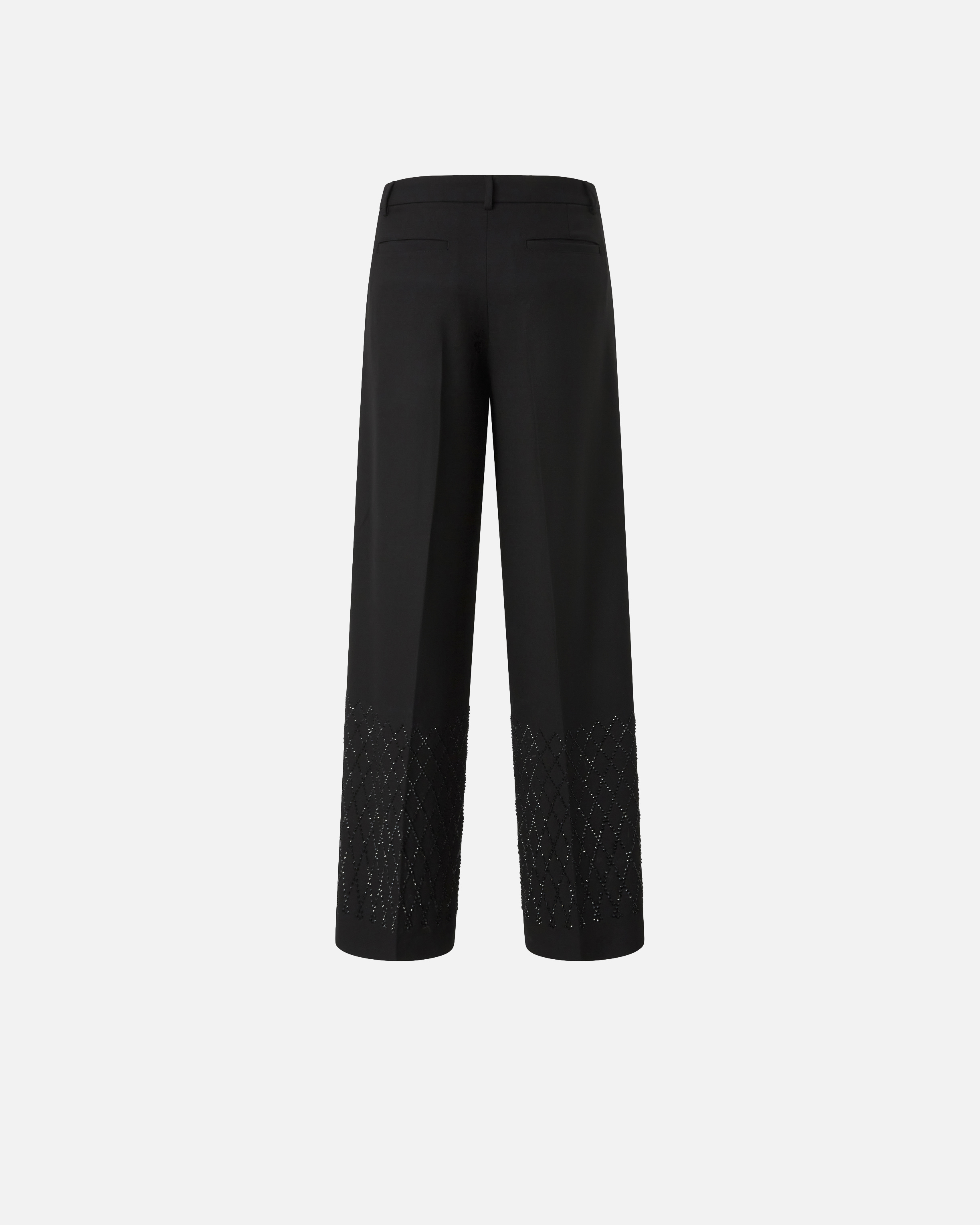 Pinko Wide-leg Trousers With Rhinestones In Black