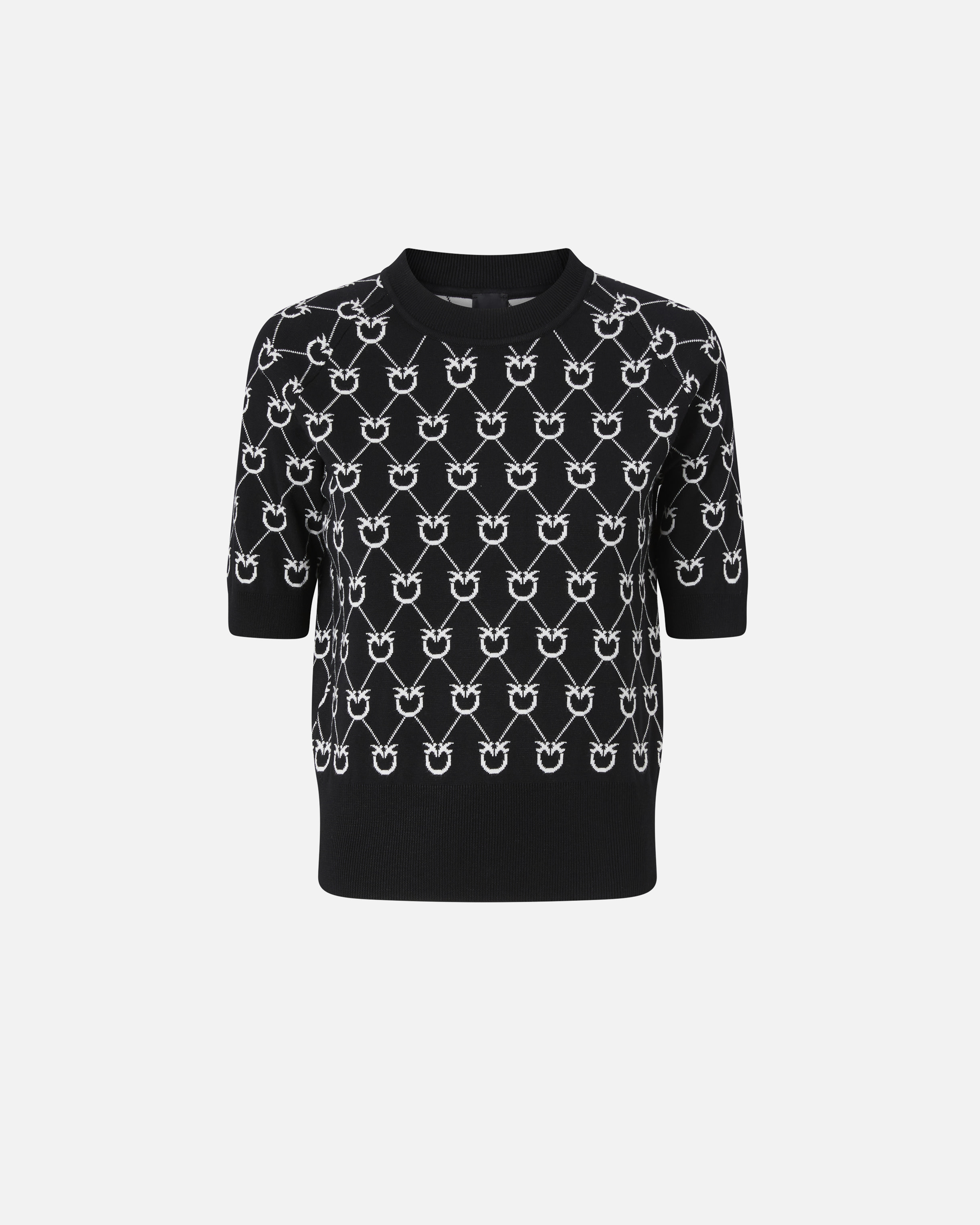 Pinko Monogram Design Jacquard Sweater With Half Sleeves