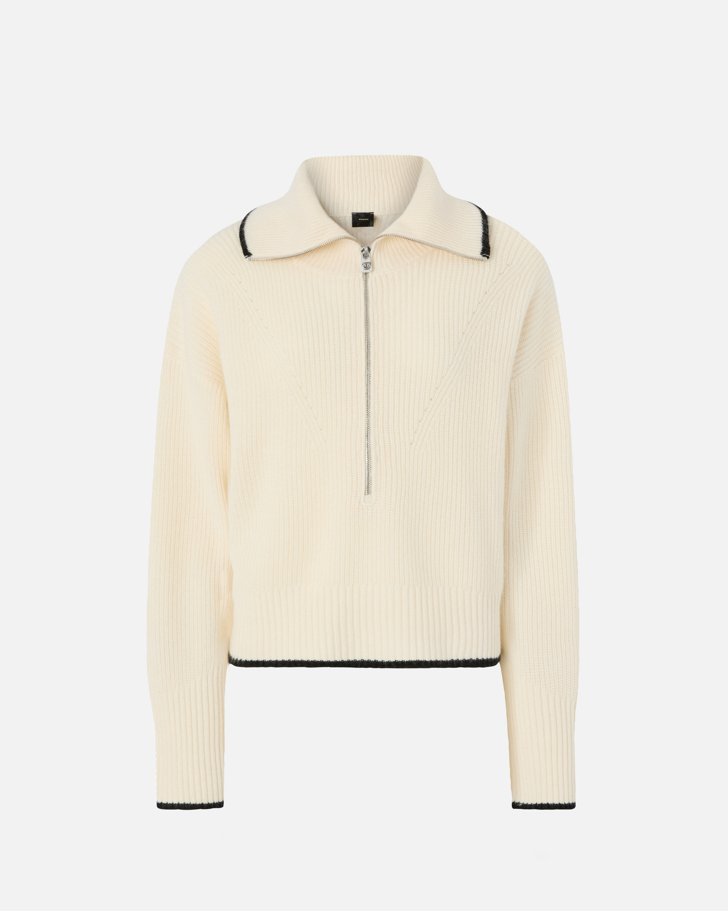 Pinko Wool And Cashmere Sweater With Zip In Neutral