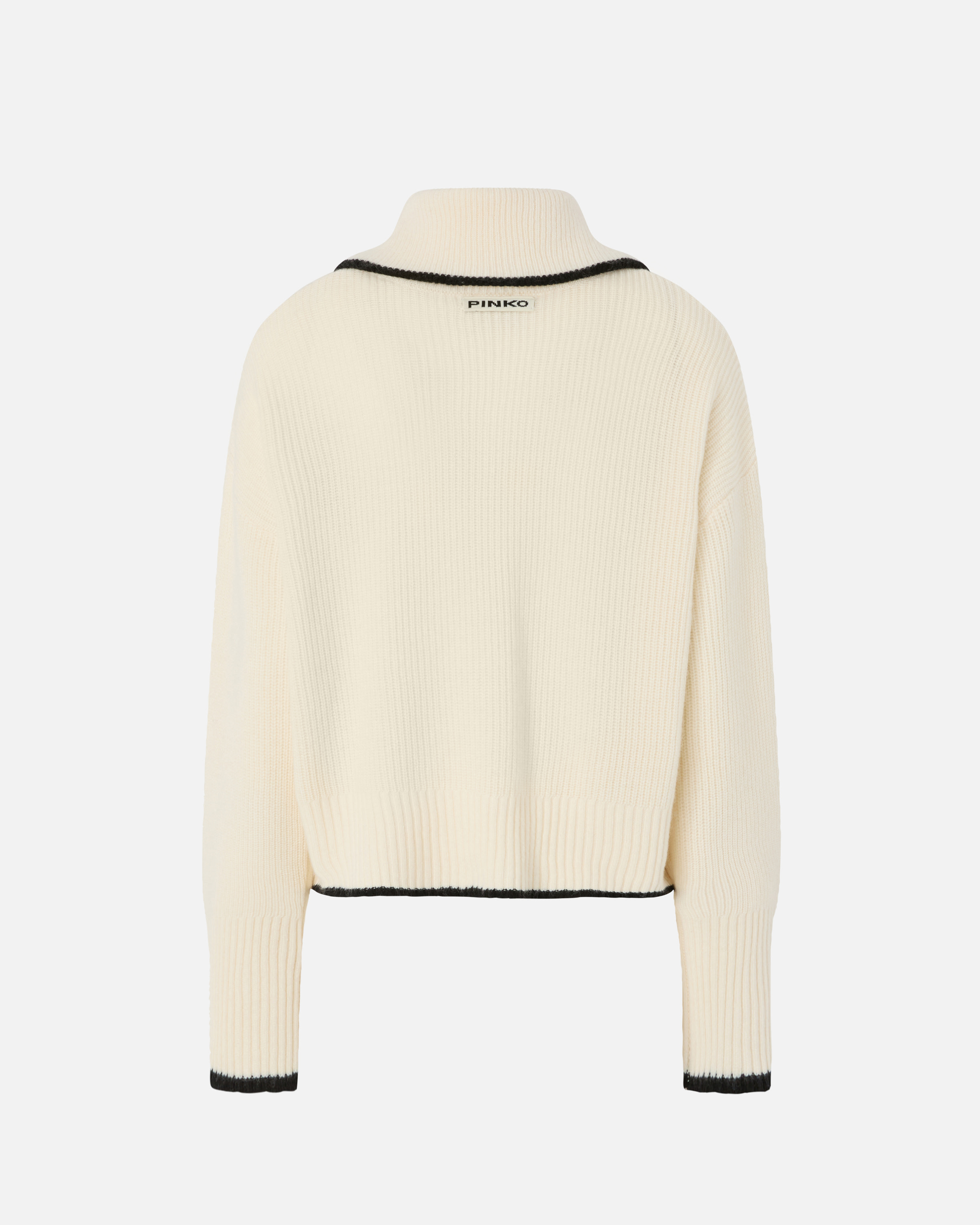 Pinko Wool And Cashmere Sweater With Zip In Neutral