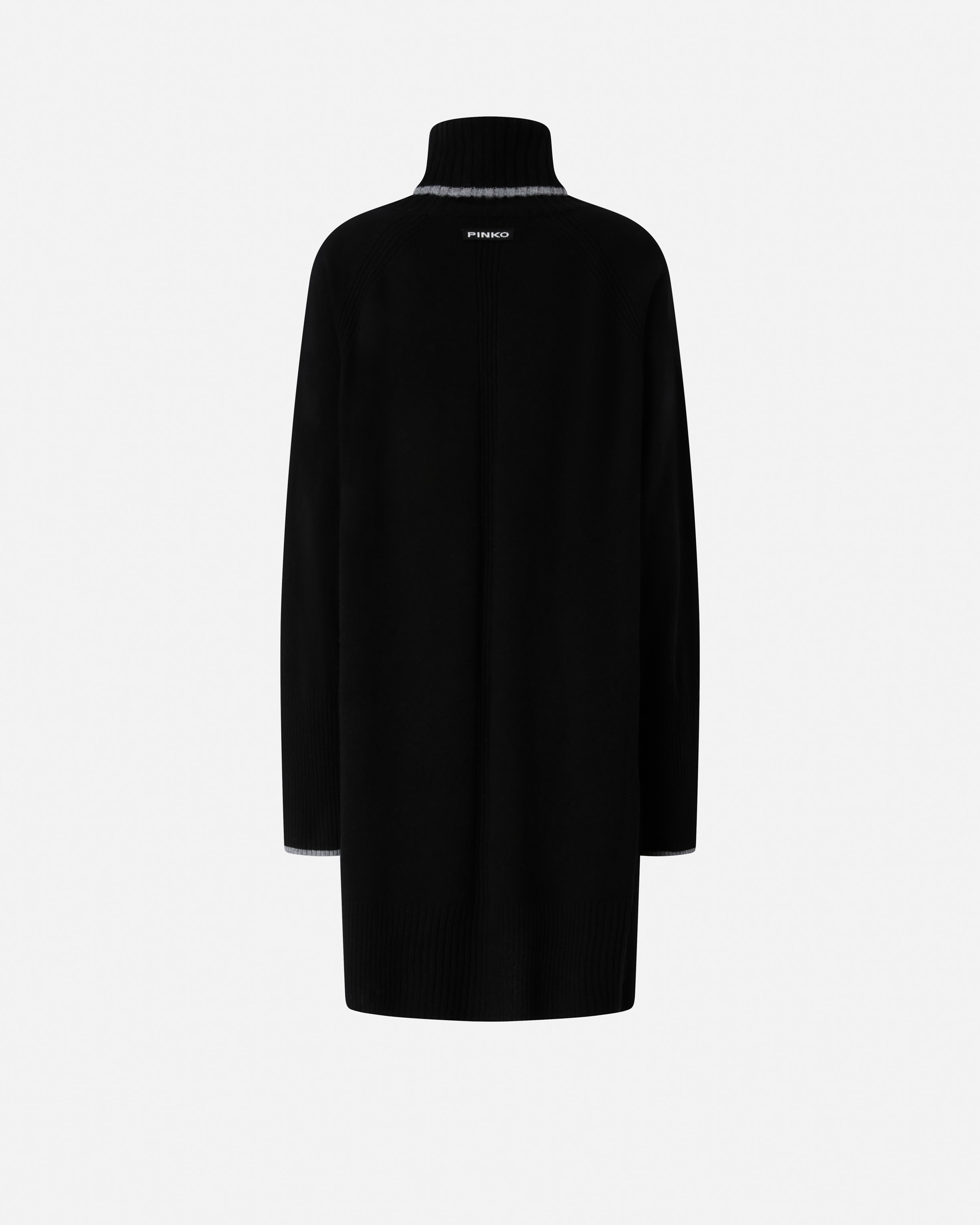 Pinko Short Knit Dress With High Neck In Black