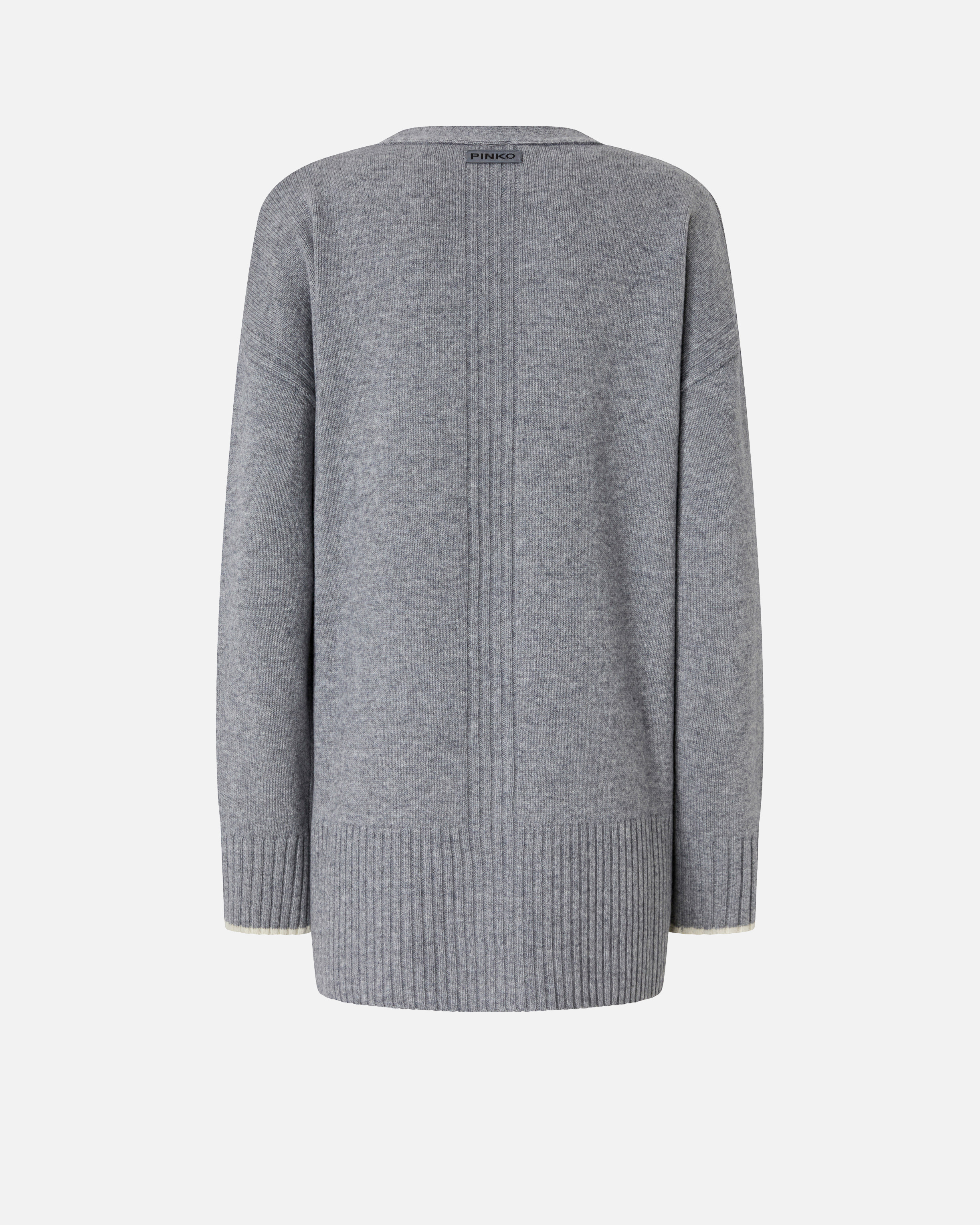 Pinko Long V-neck Cardigan In Gray