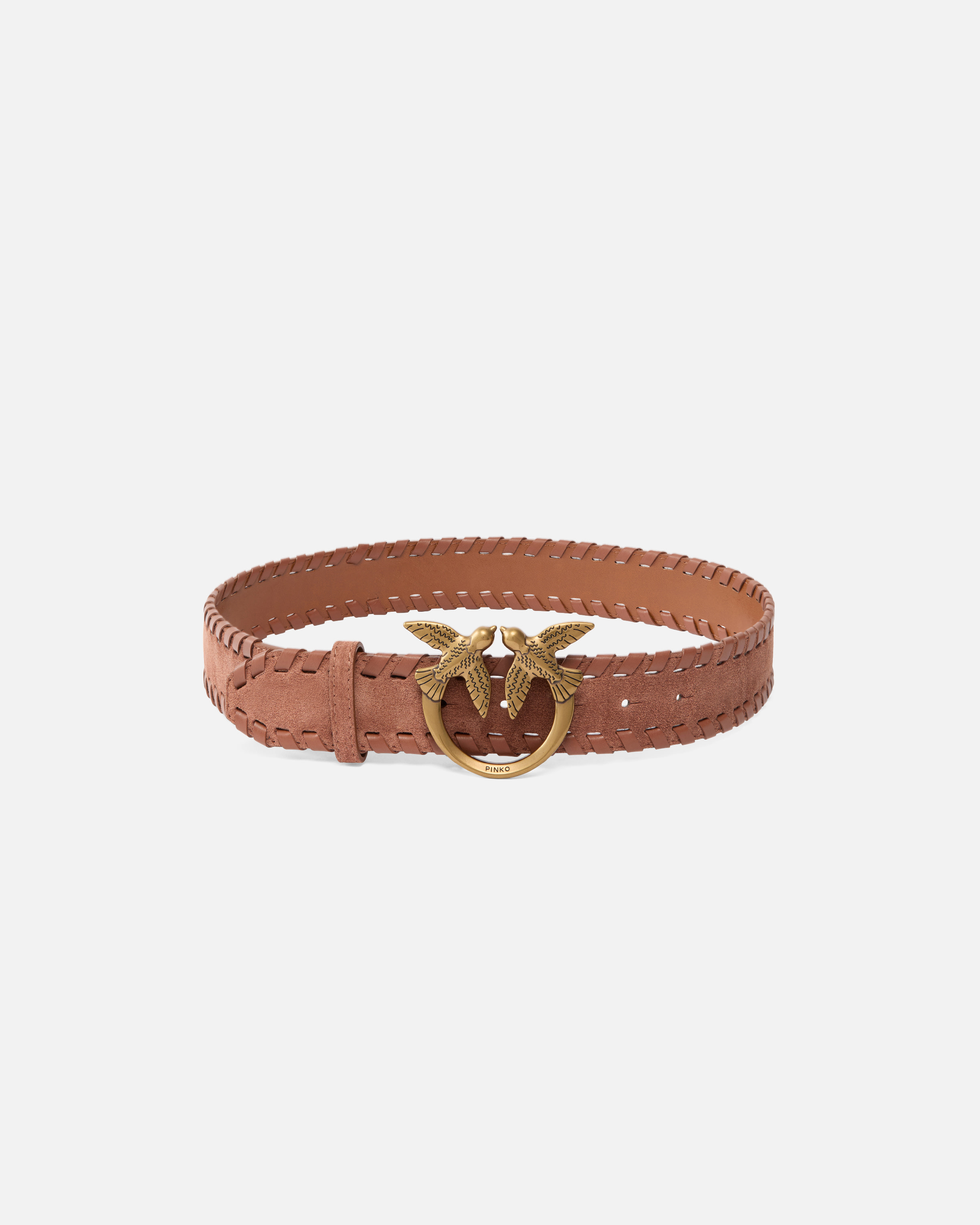 Ceinture en cuir avec boucle Love Birds 4 cm - Marron - large | Pinko 