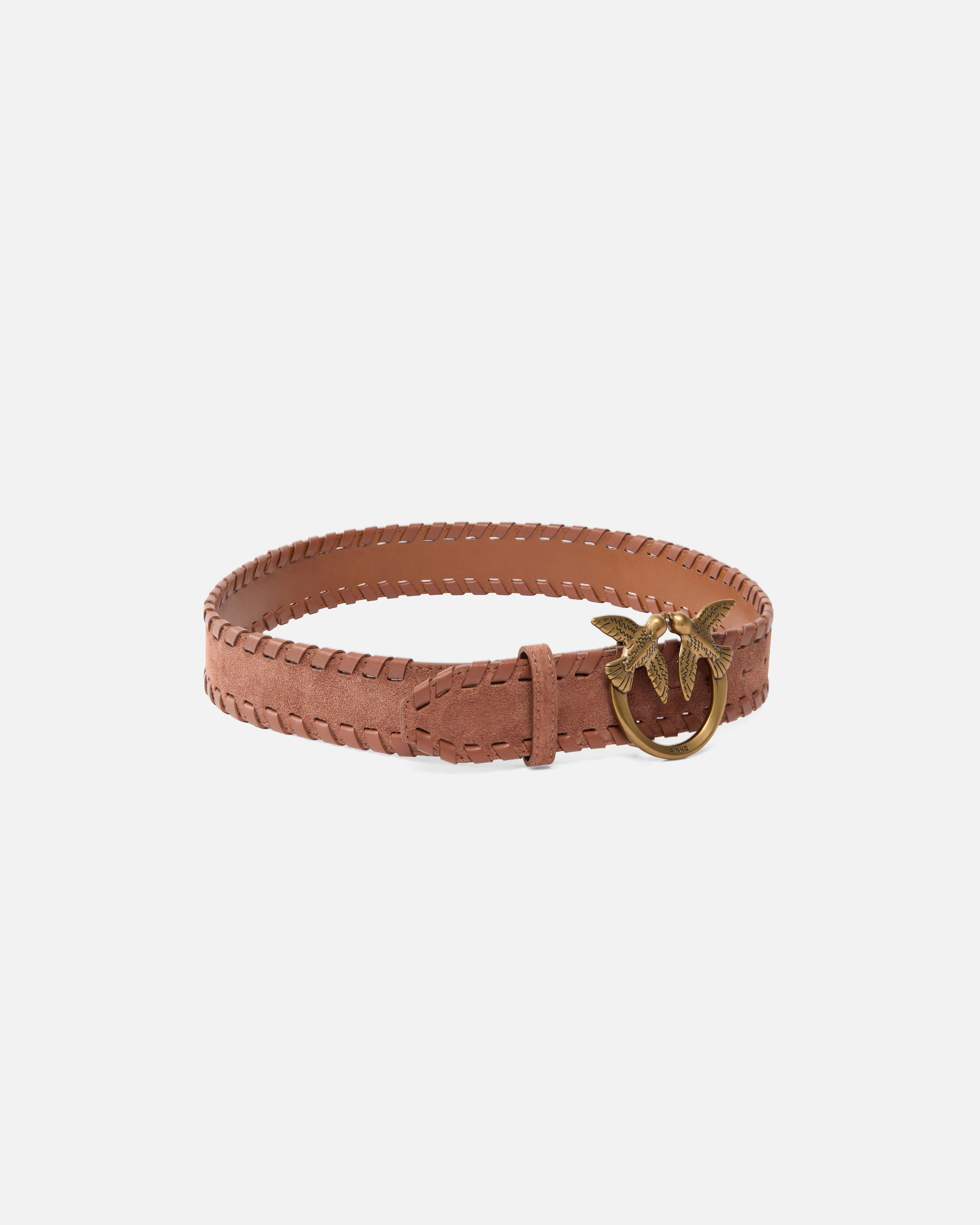 Ceinture en cuir avec boucle Love Birds 4 cm - Marron - large