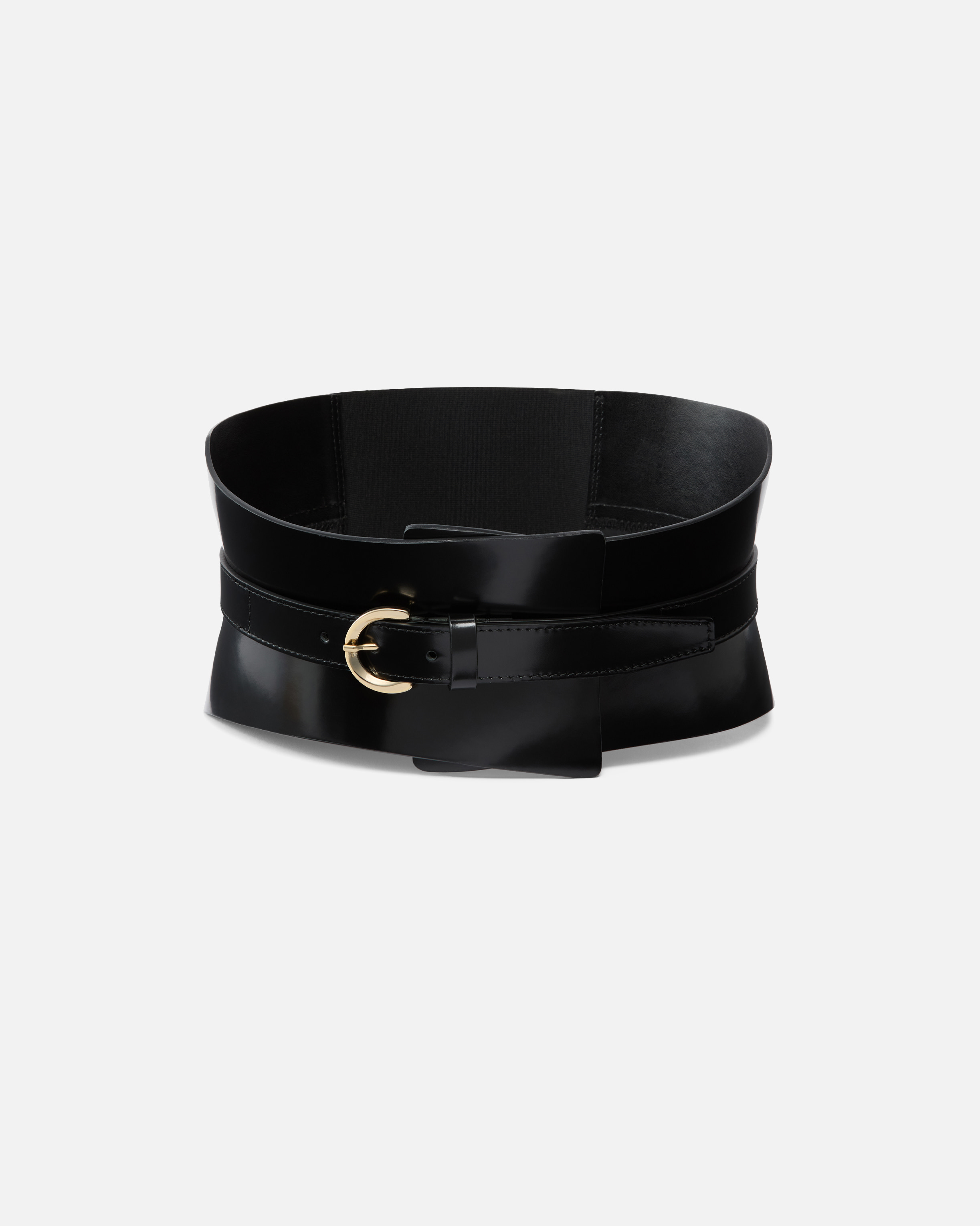 Pinko Wide Glossy Finish Elastic Back Belt In Multi