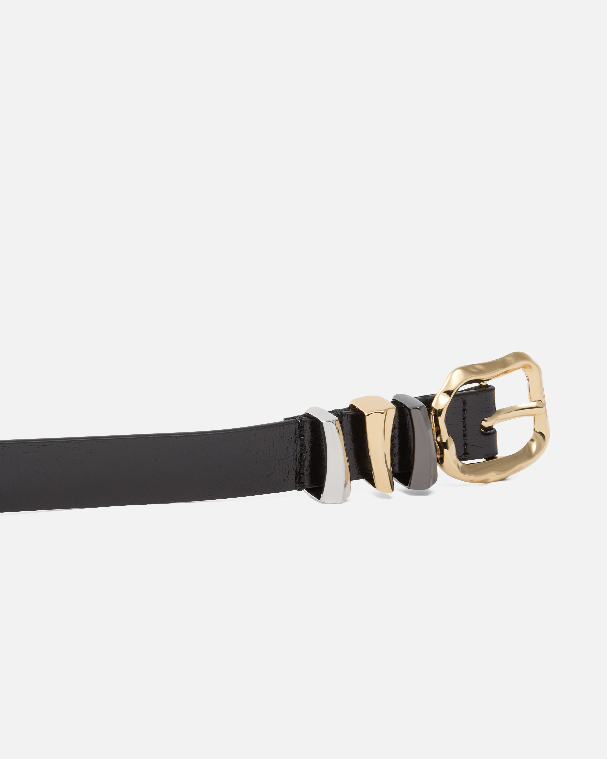 Pinko Logo Buckle Leather Adjustable Belt In Black