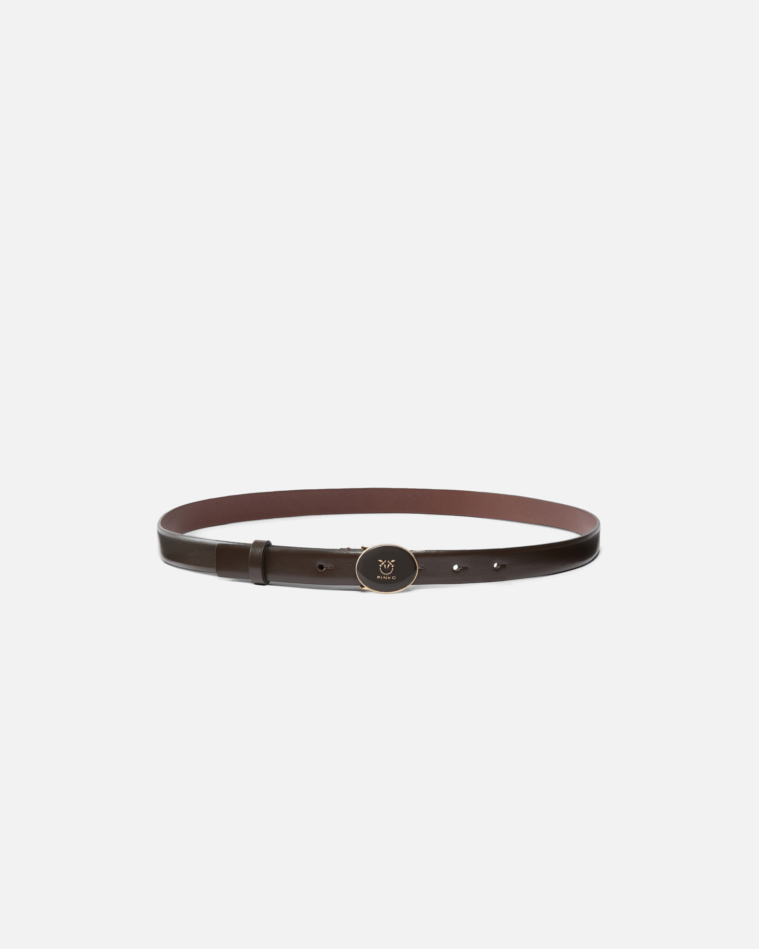 Pinko Round Enamel H2 Belt Vitello Lisciosmalto In Black