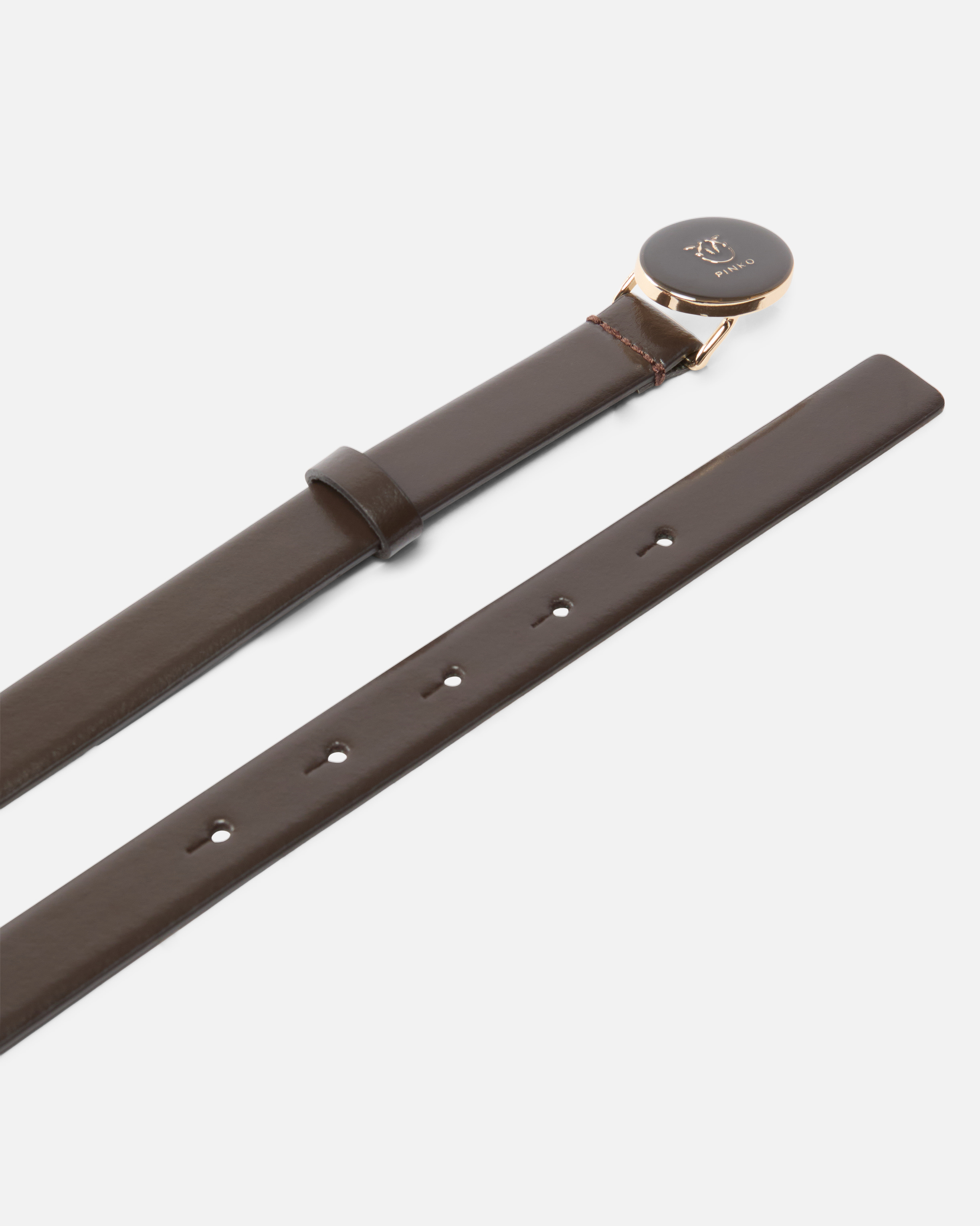 Pinko Round Enamel H2 Belt Vitello Lisciosmalto In Black