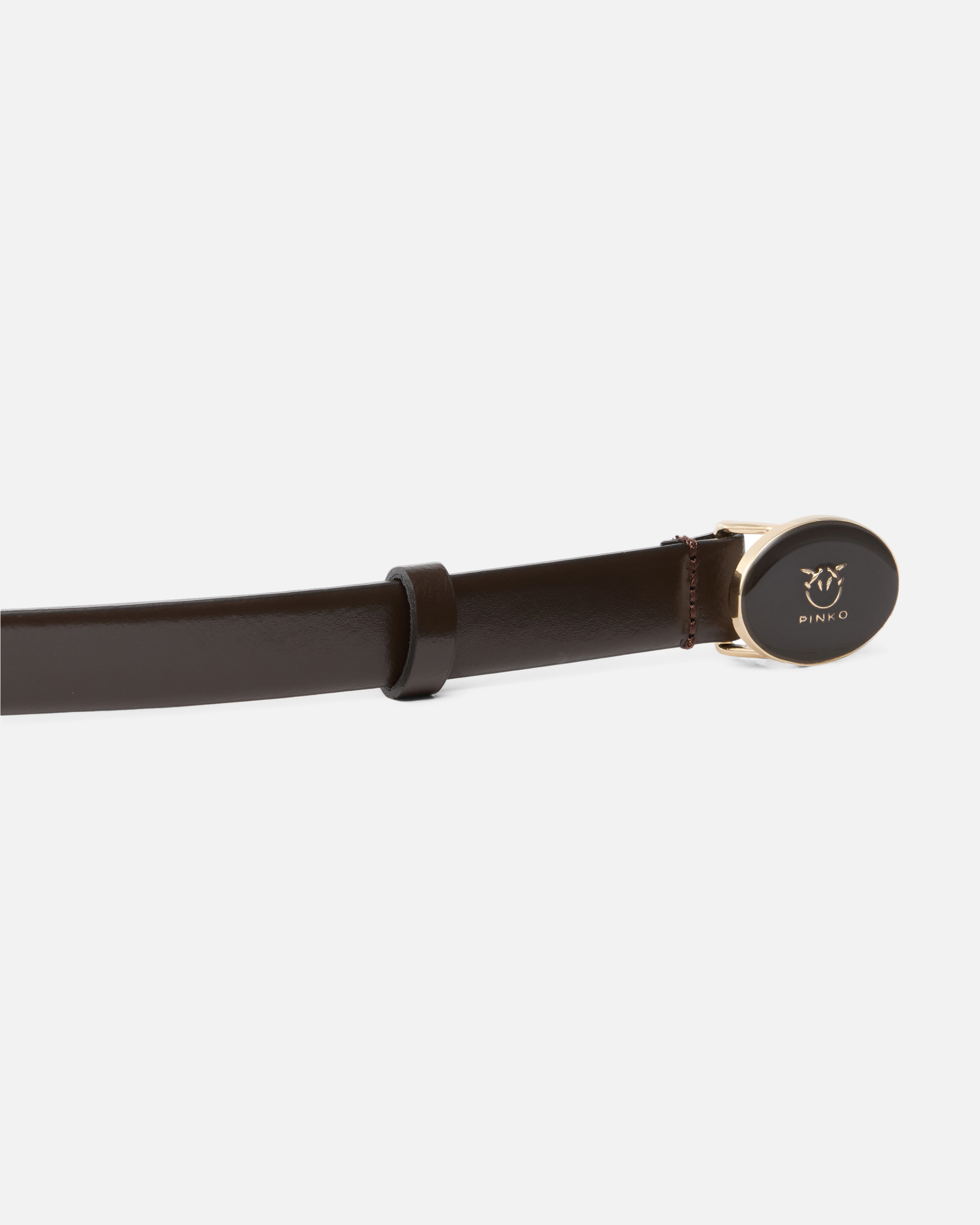 Pinko Round Enamel H2 Belt Vitello Lisciosmalto In Black