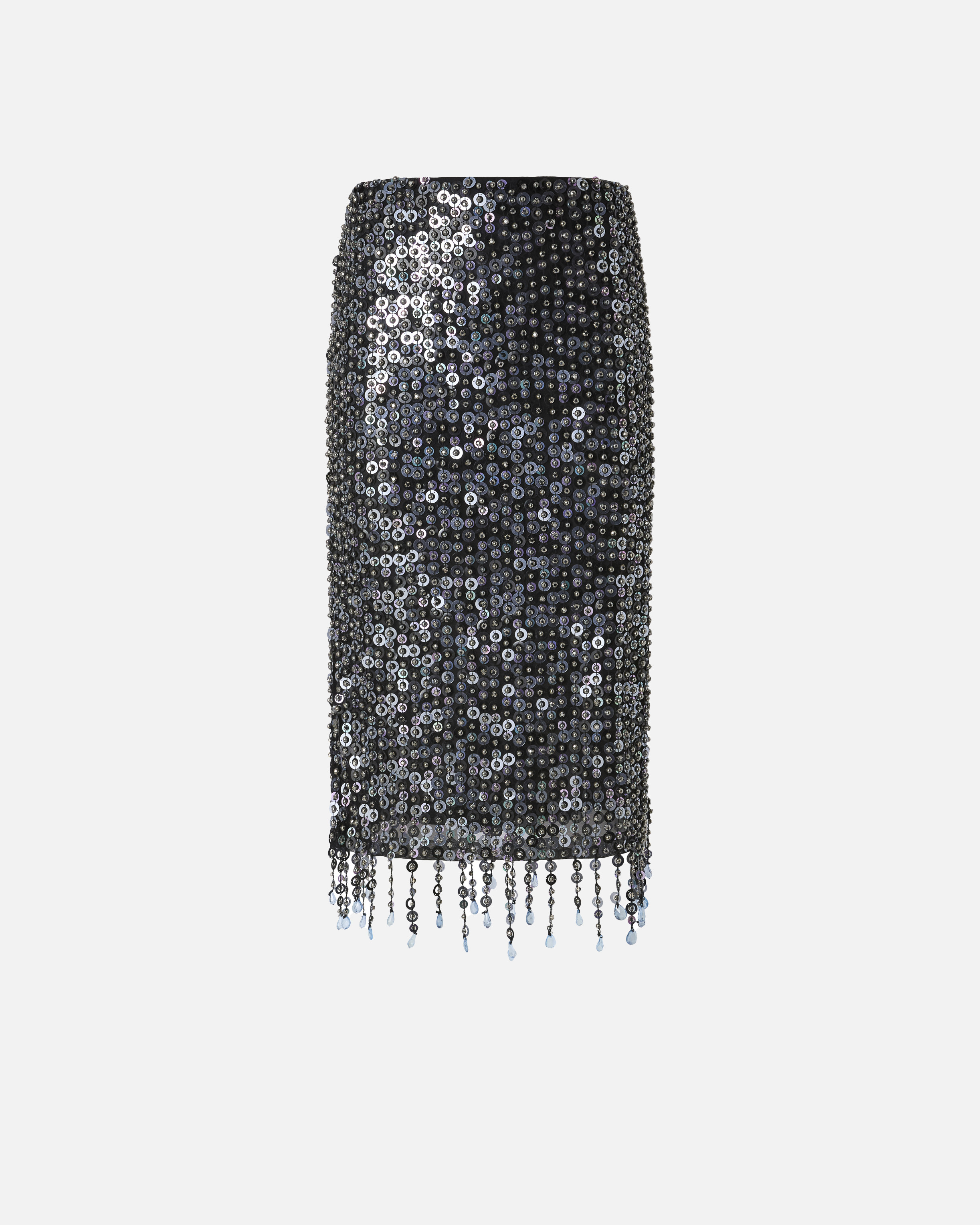 Pinko Pencil Skirt With Sequins And Crystals In Black