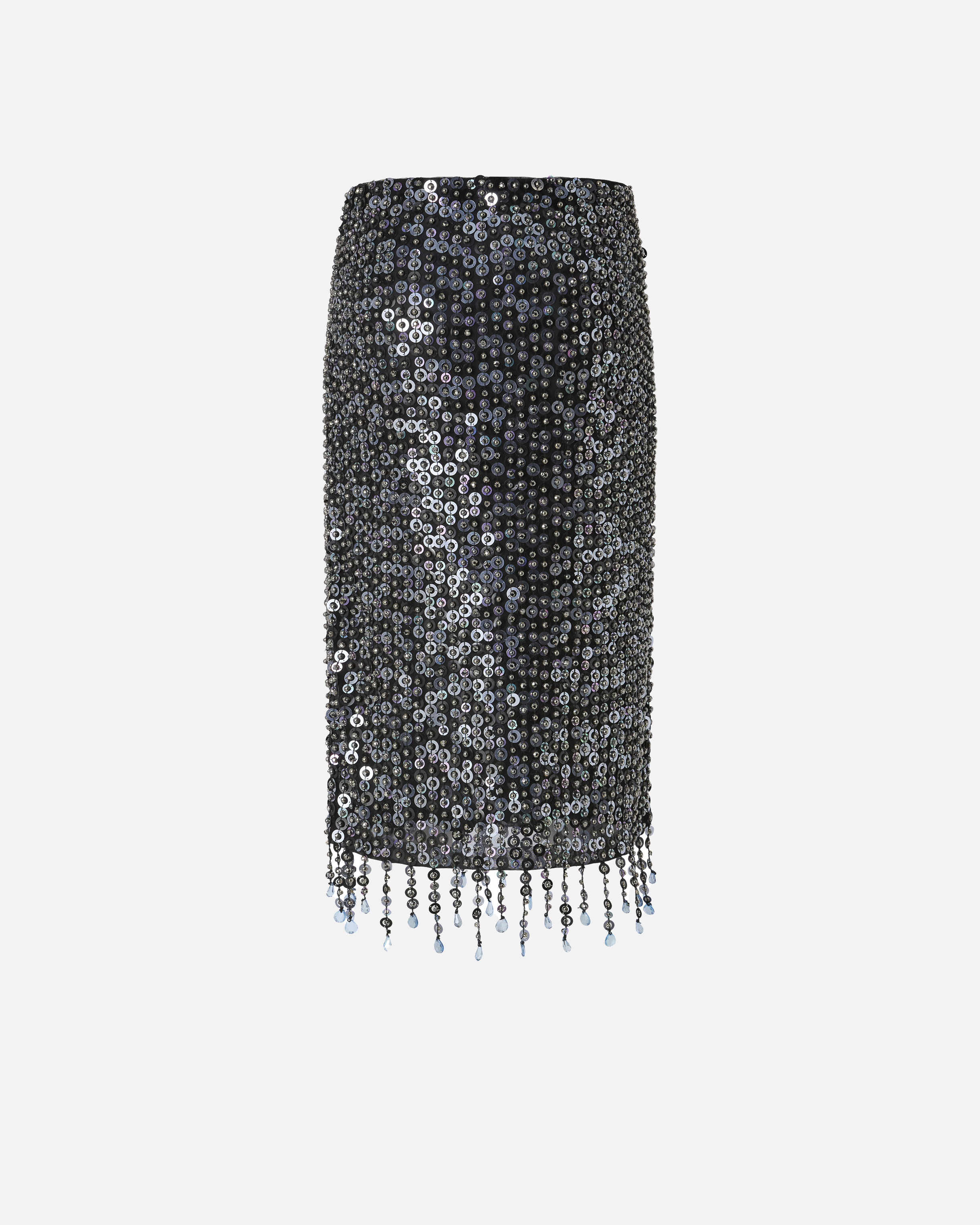 Pinko Pencil Skirt With Sequins And Crystals In Black