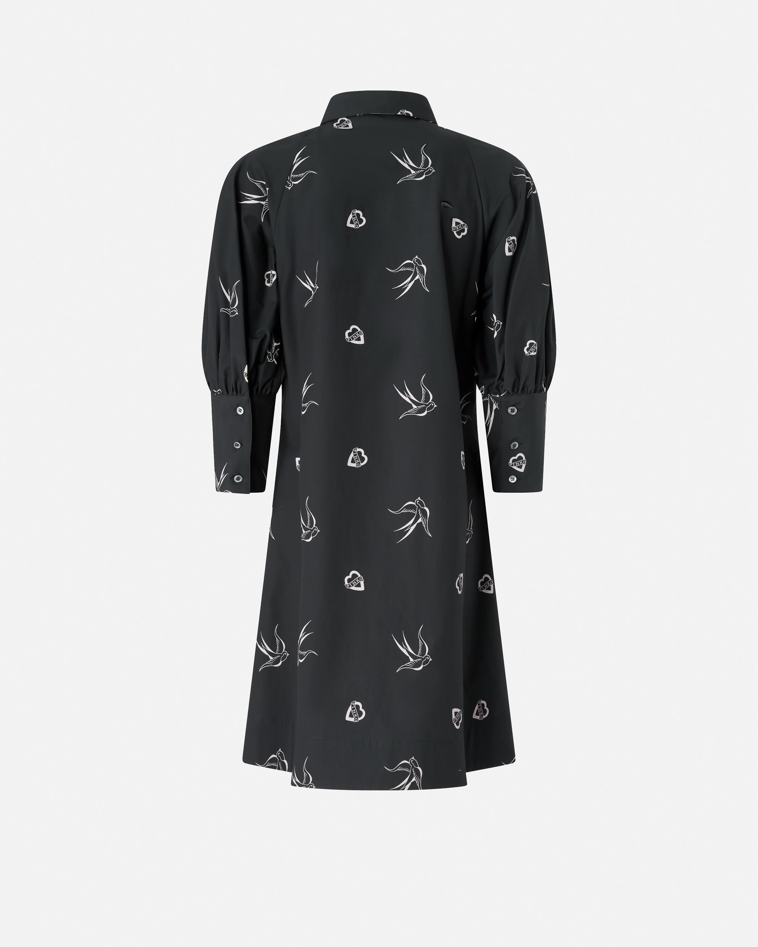 Pinko Short Tattoo-print Shirt Dress In Black