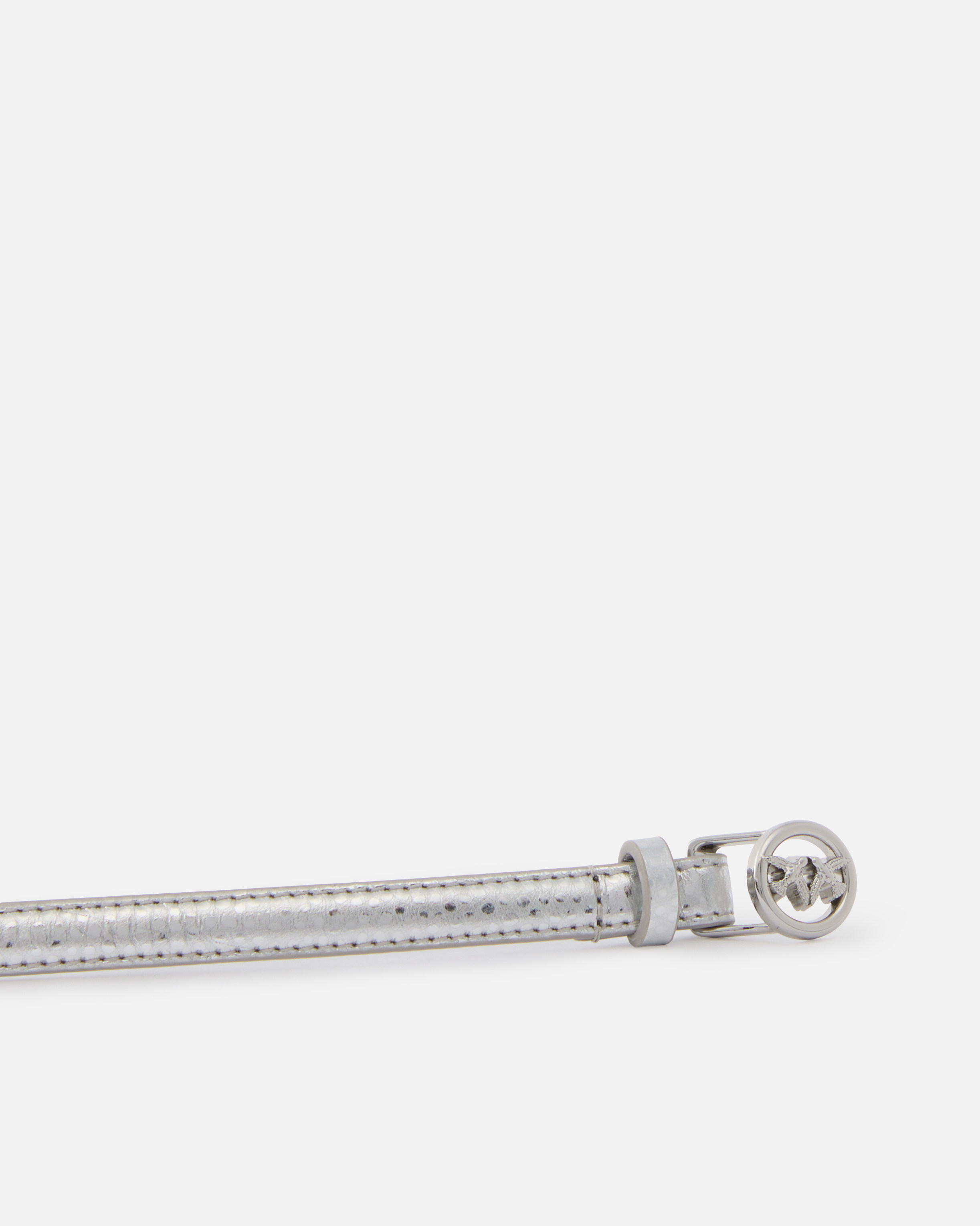 Pinko Thin Belt In Laminated Tumbled Leather 1 Cm In Metallic