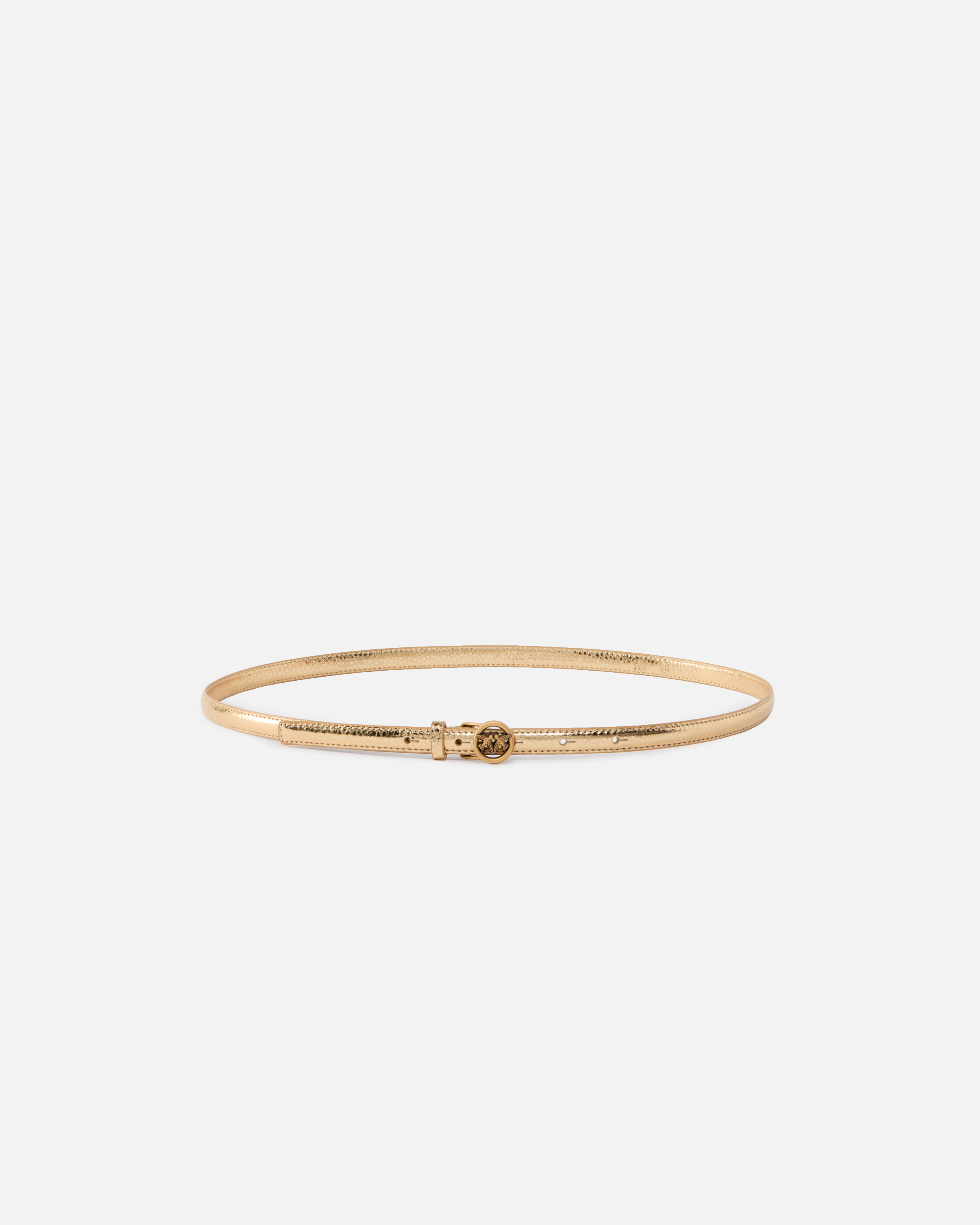 Pinko Thin Belt In Laminated Tumbled Leather 1 Cm In Gold