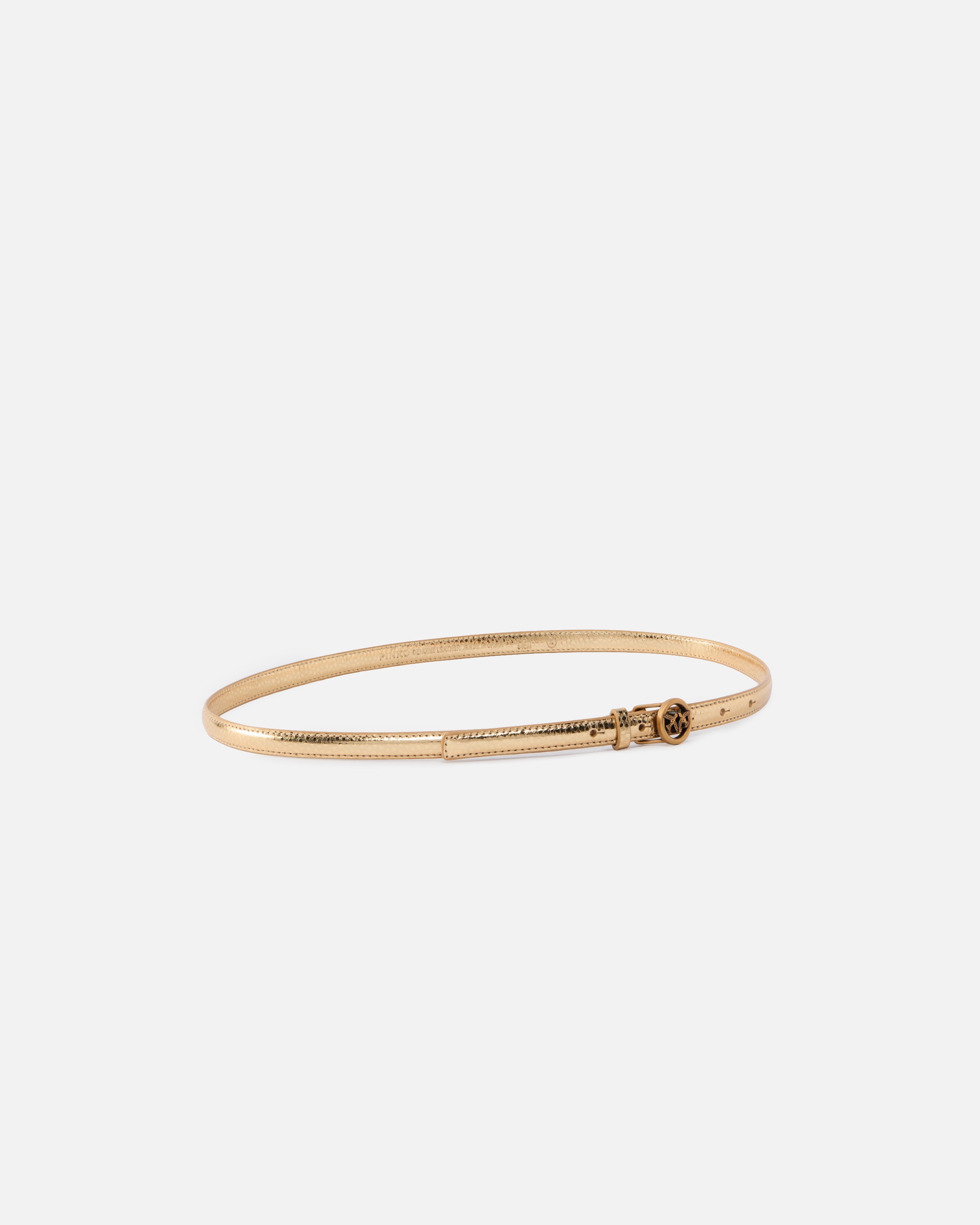 Pinko Thin Belt In Laminated Tumbled Leather 1 Cm In Gold