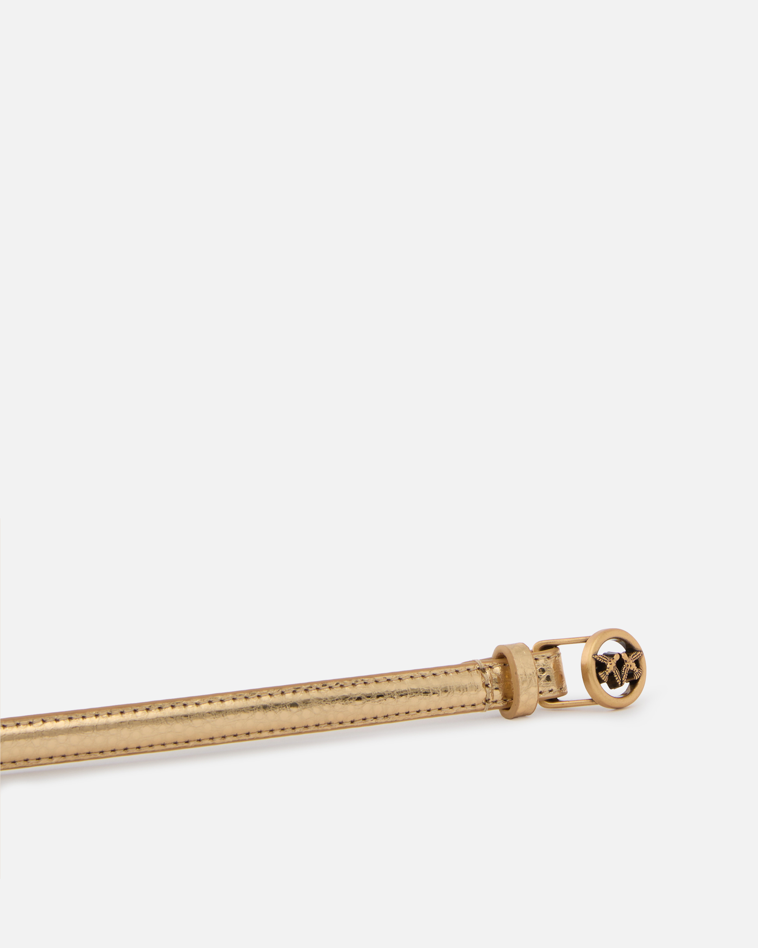 Pinko Thin Belt In Laminated Tumbled Leather 1 Cm In Gold