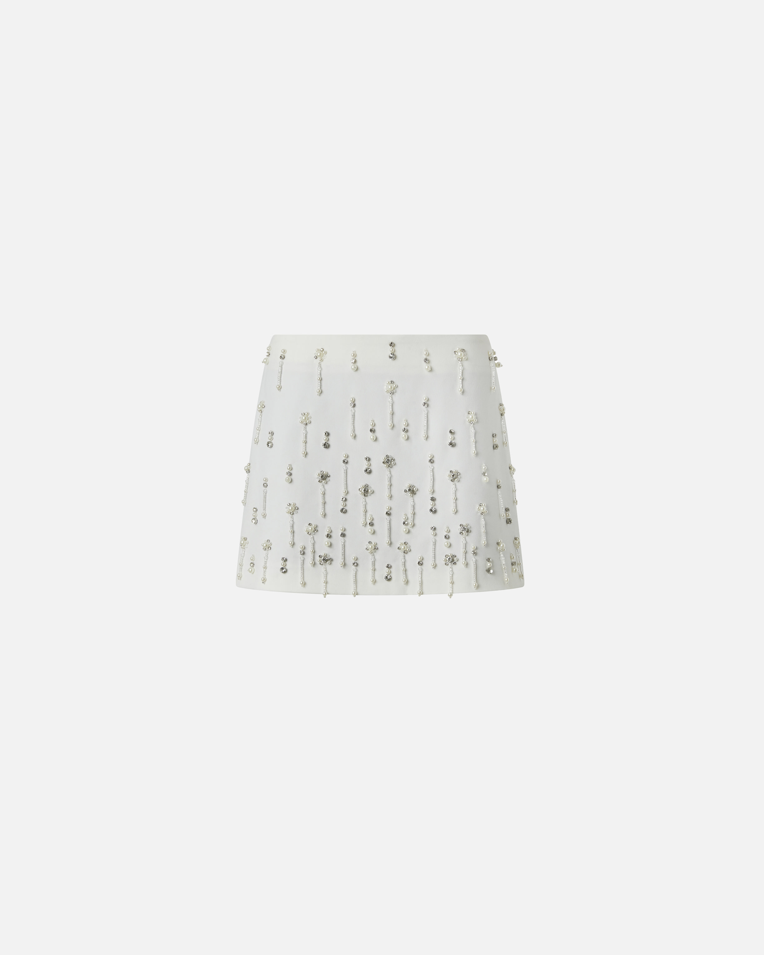 Pinko Crystal And Pearl Miniskirt In White